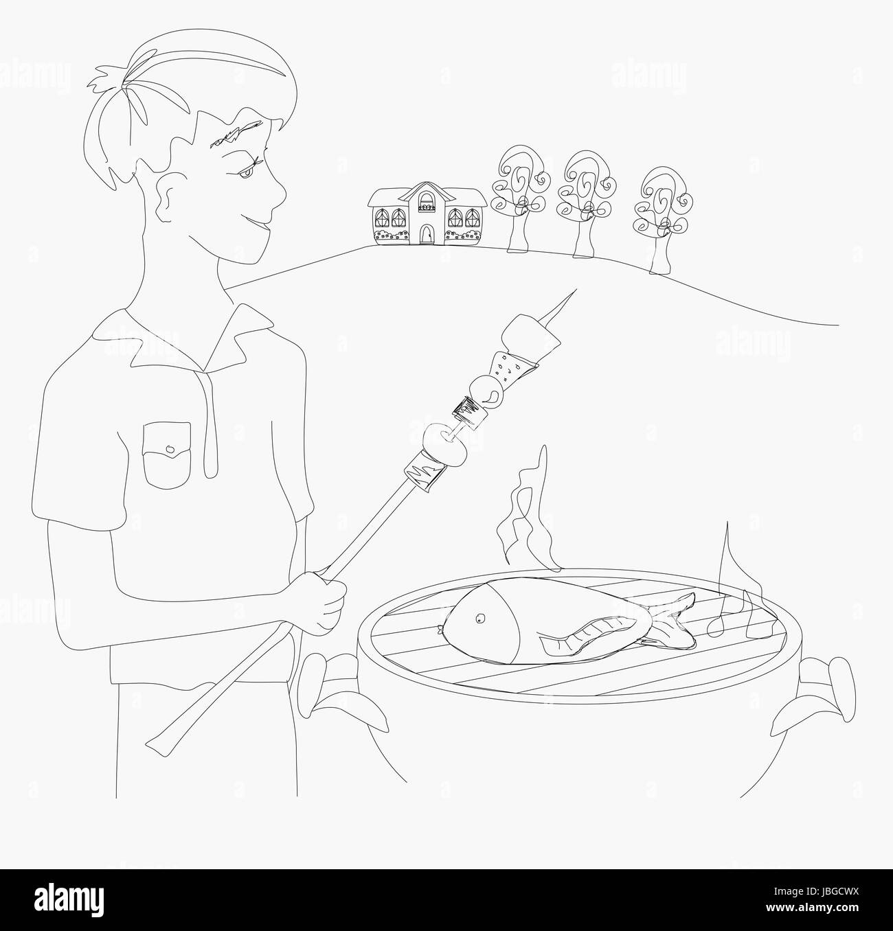 Ragazzo di carne alla brace Foto Stock