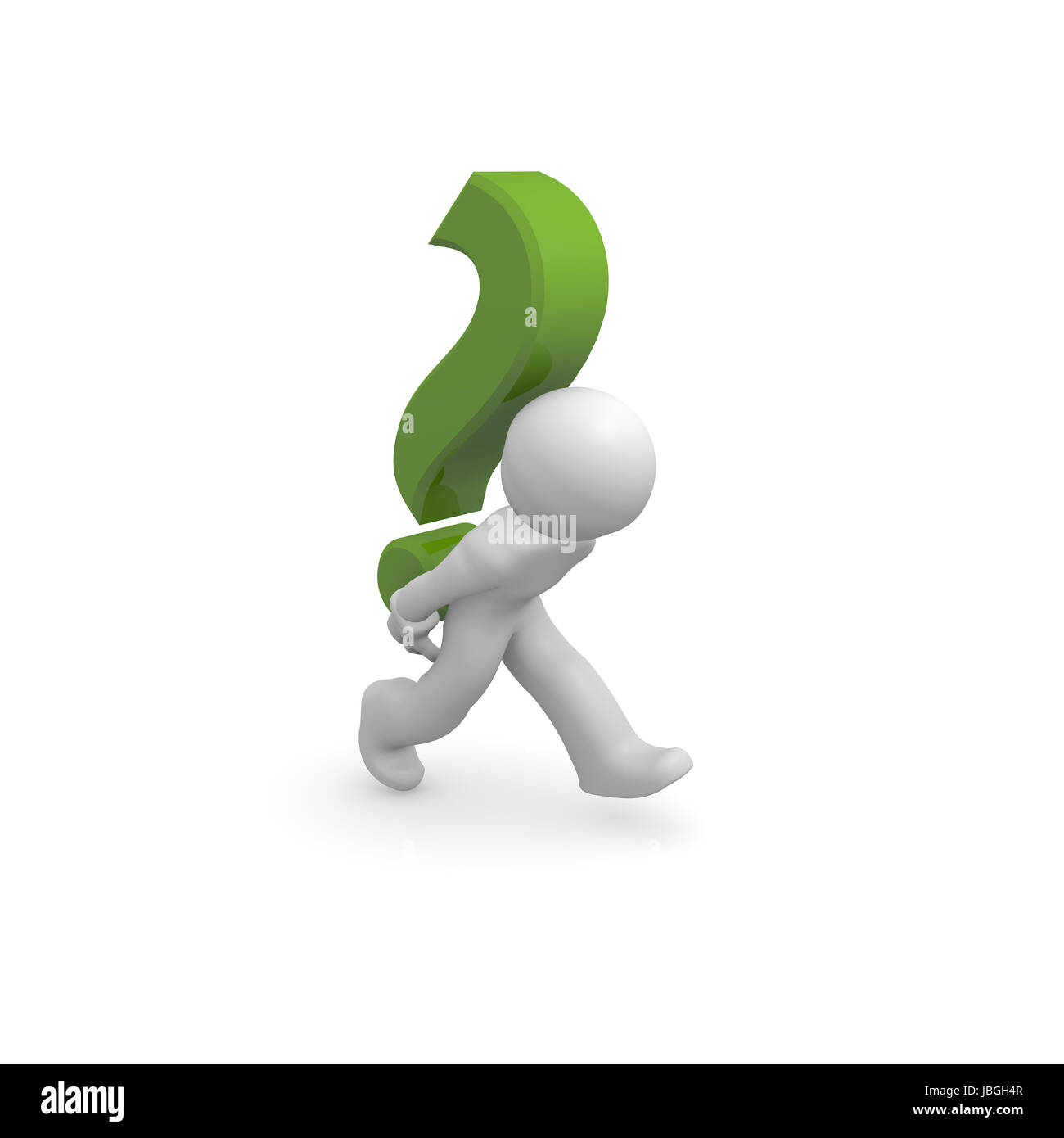 3d uomo con un punto interrogativo verde si Foto stock - Alamy