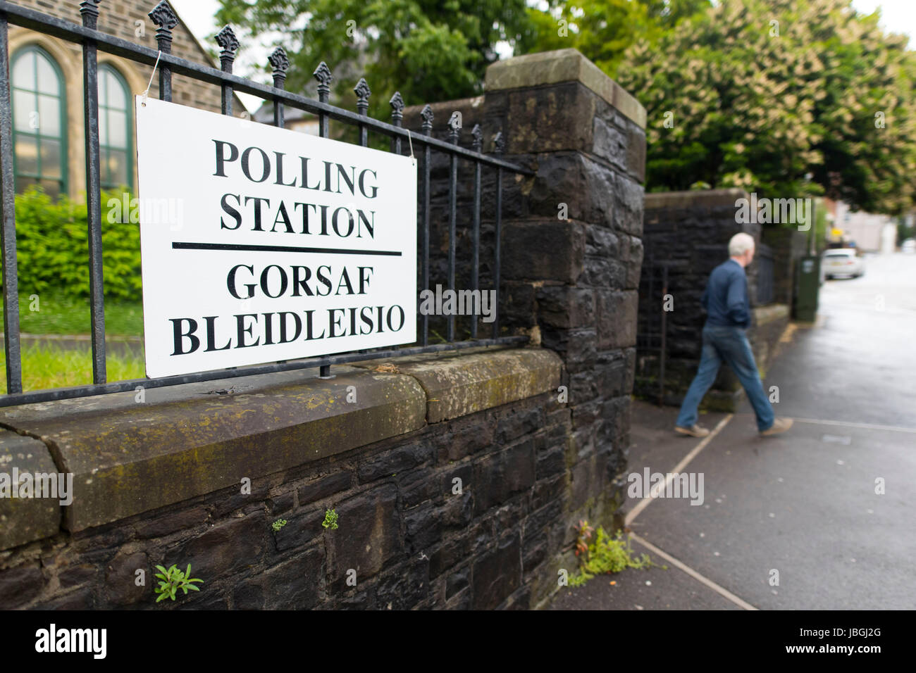 Un seggio in Merthyr, Wales, Regno Unito, il giorno del 2017 elezione generale. Foto Stock