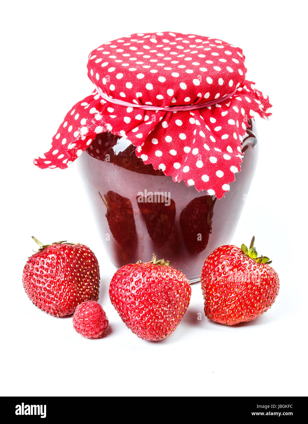 Confettura di fragole e frutti di bosco freschi Foto Stock