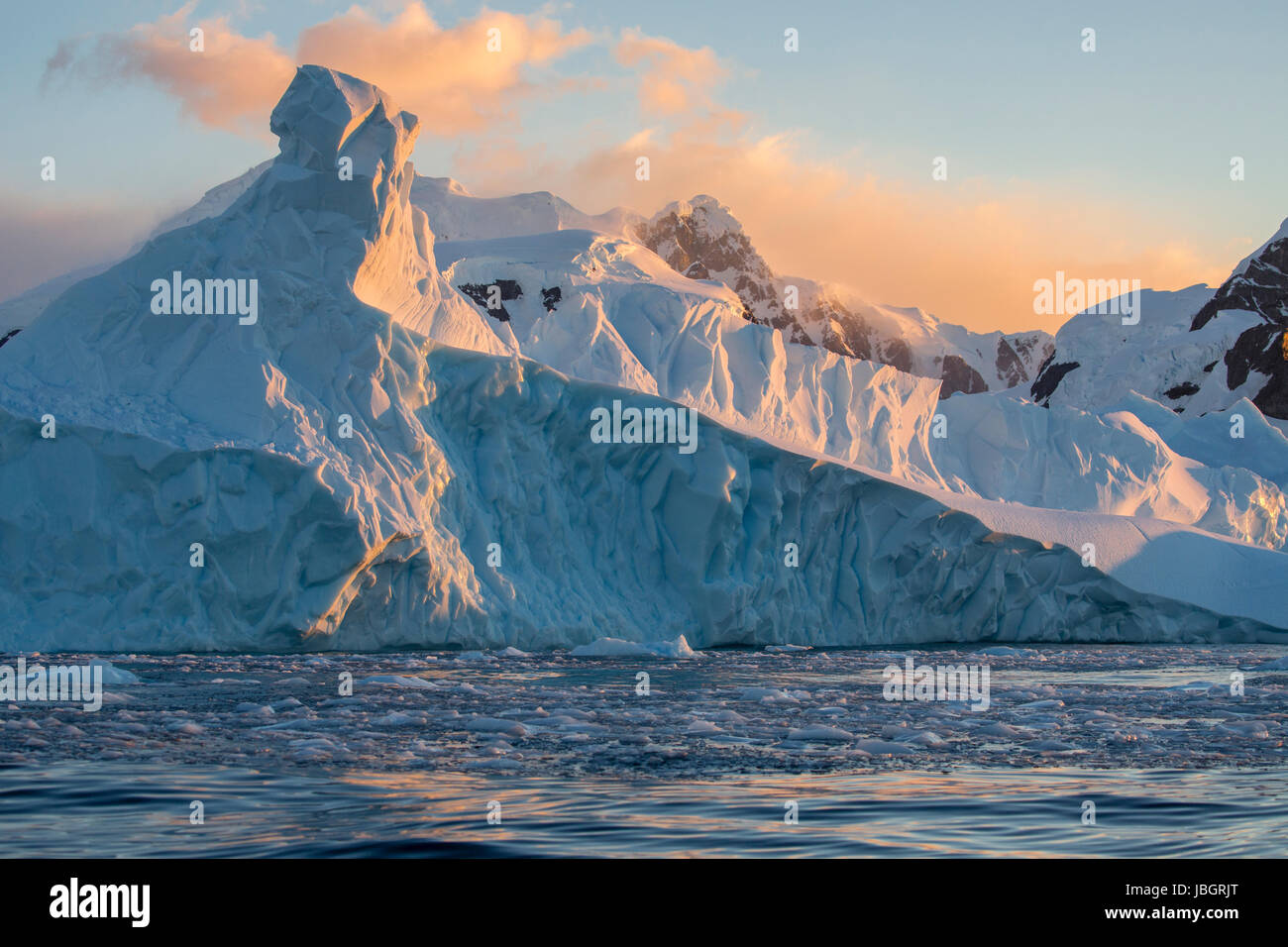 Iceberg e ghiacciai a de Cuverville Island, Antartide Foto Stock