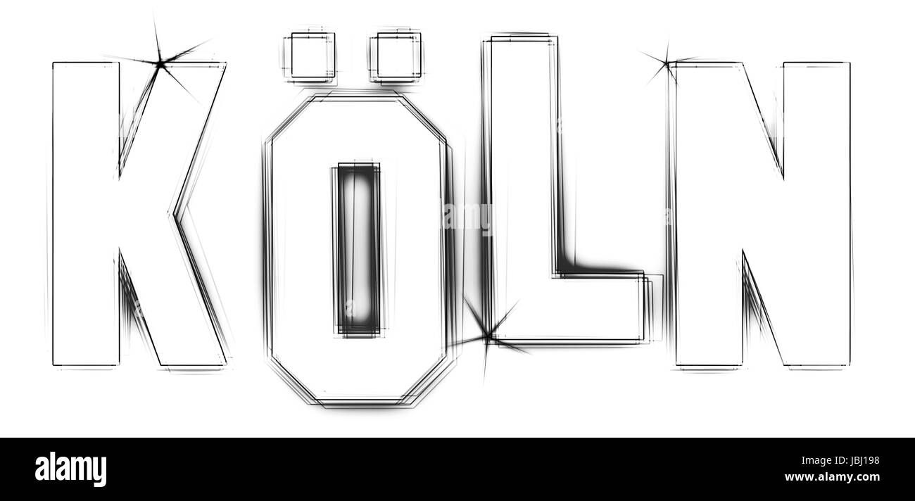 KÖLN als illustrazione im neon stile Licht für Präsentationen, flyer, Web, ecc. Foto Stock