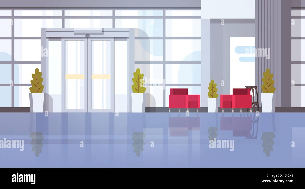 Ufficio moderno edificio della Sala Sala di attesa interno Illustrazione Vettoriale