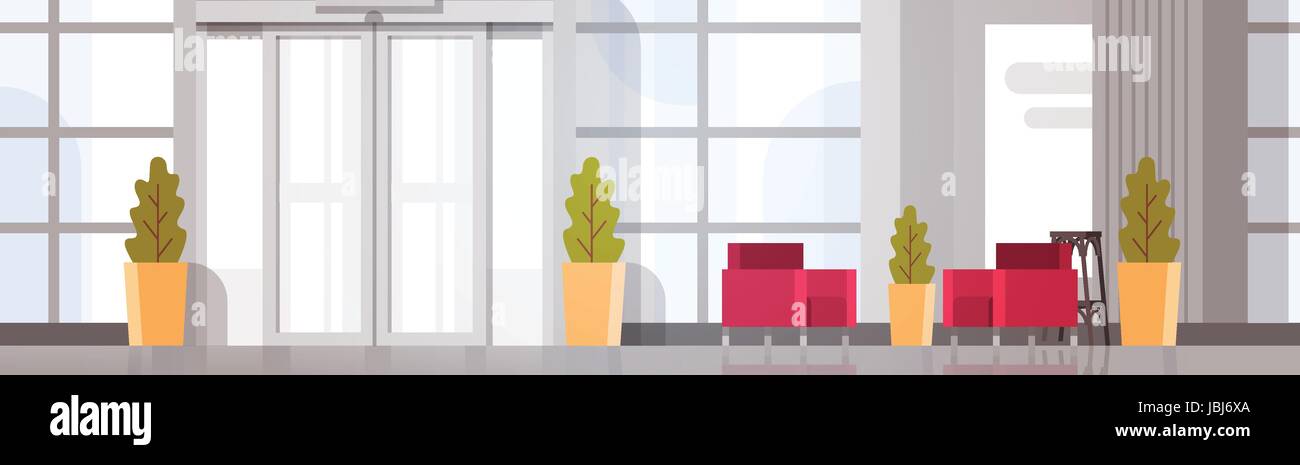 Ufficio moderno edificio della Sala Sala di attesa interno Illustrazione Vettoriale