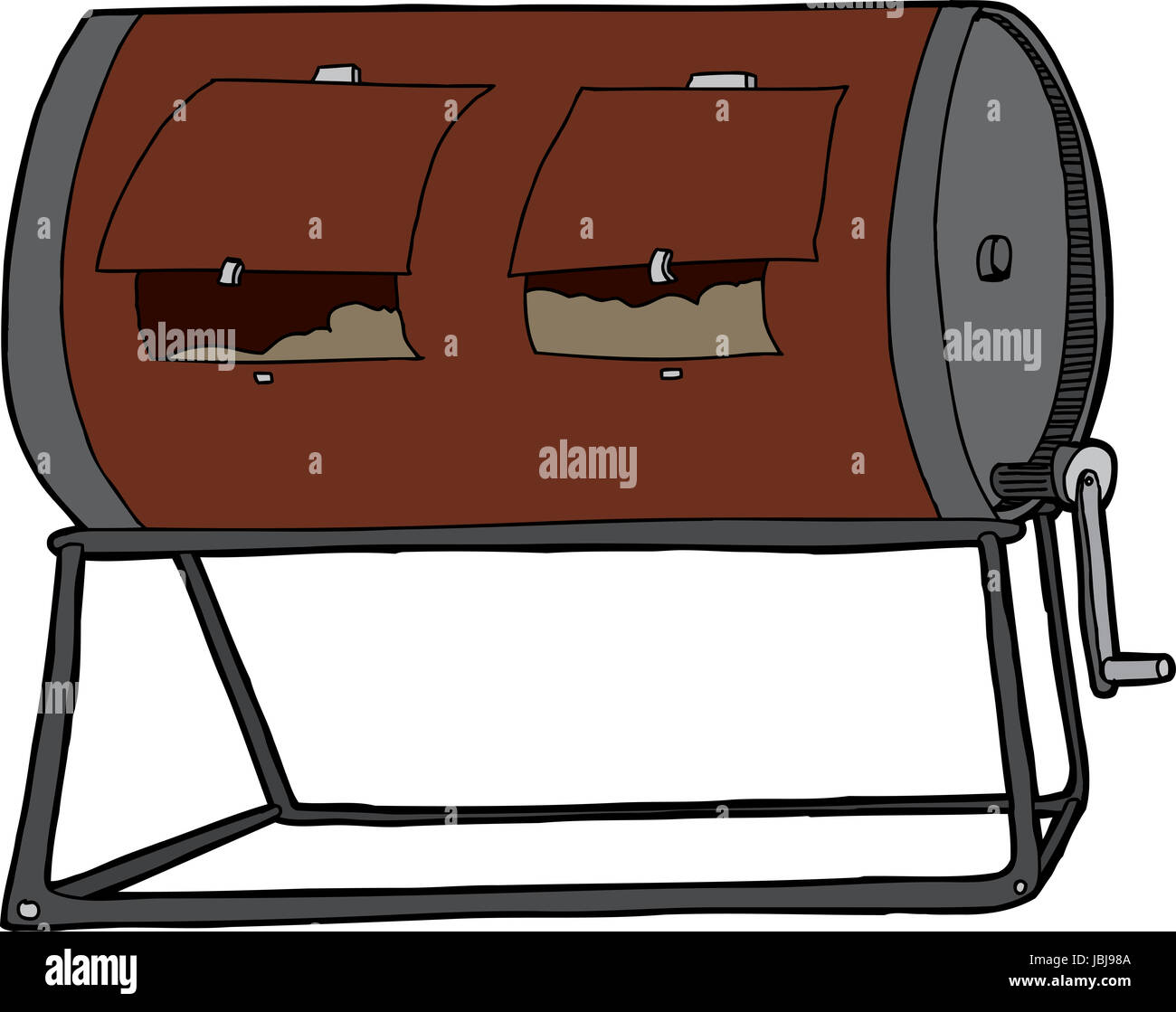 Isolati disegnati a mano il compost tumbler su sfondo bianco Foto Stock