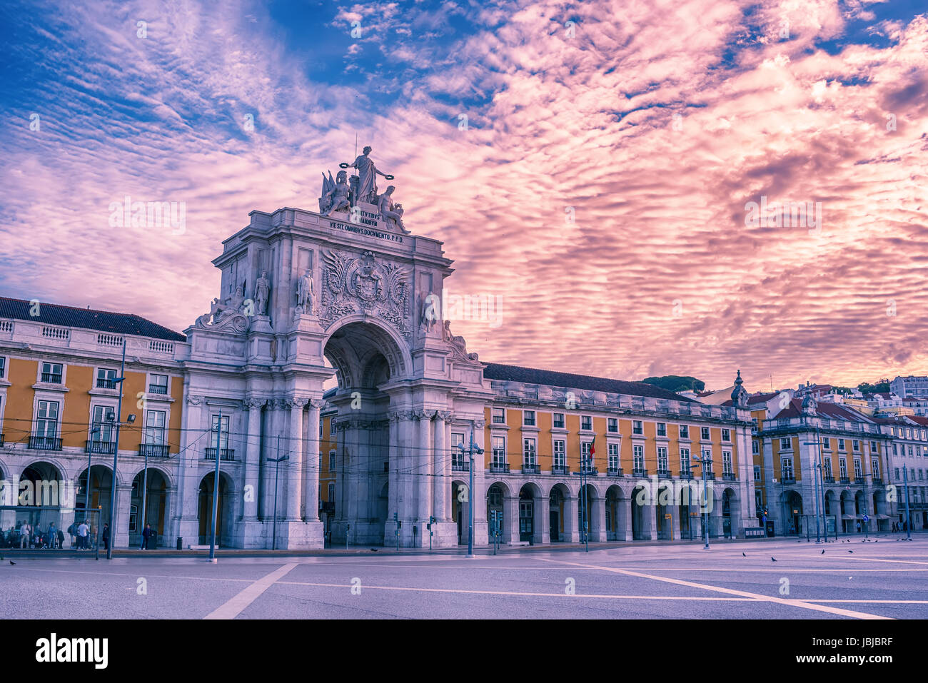 Lisbona, Portogallo: il trionfale Rua Augusta Arch, Arco Triunfal de Rua Augusta Foto Stock