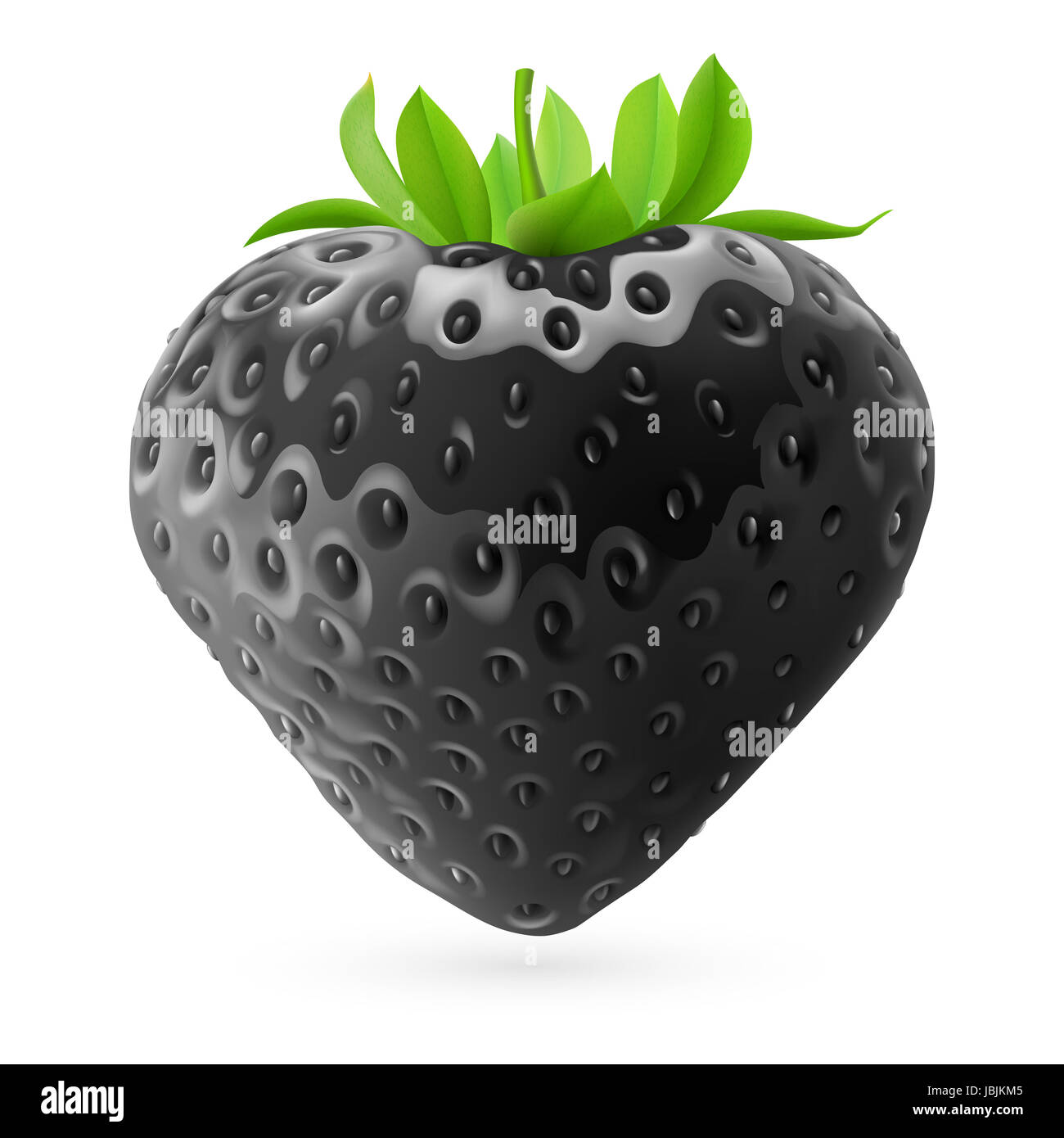 Illustrazione realistica di fragola nero su sfondo bianco Foto Stock