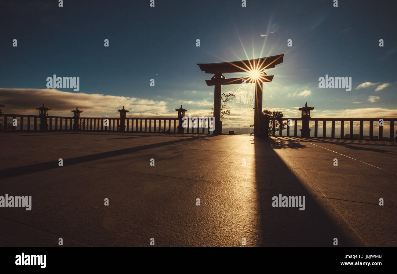 Sunrise Linh Quy Phap una pagoda - Bao Loc - provincia di Lam Dong del Viet Nam Foto Stock