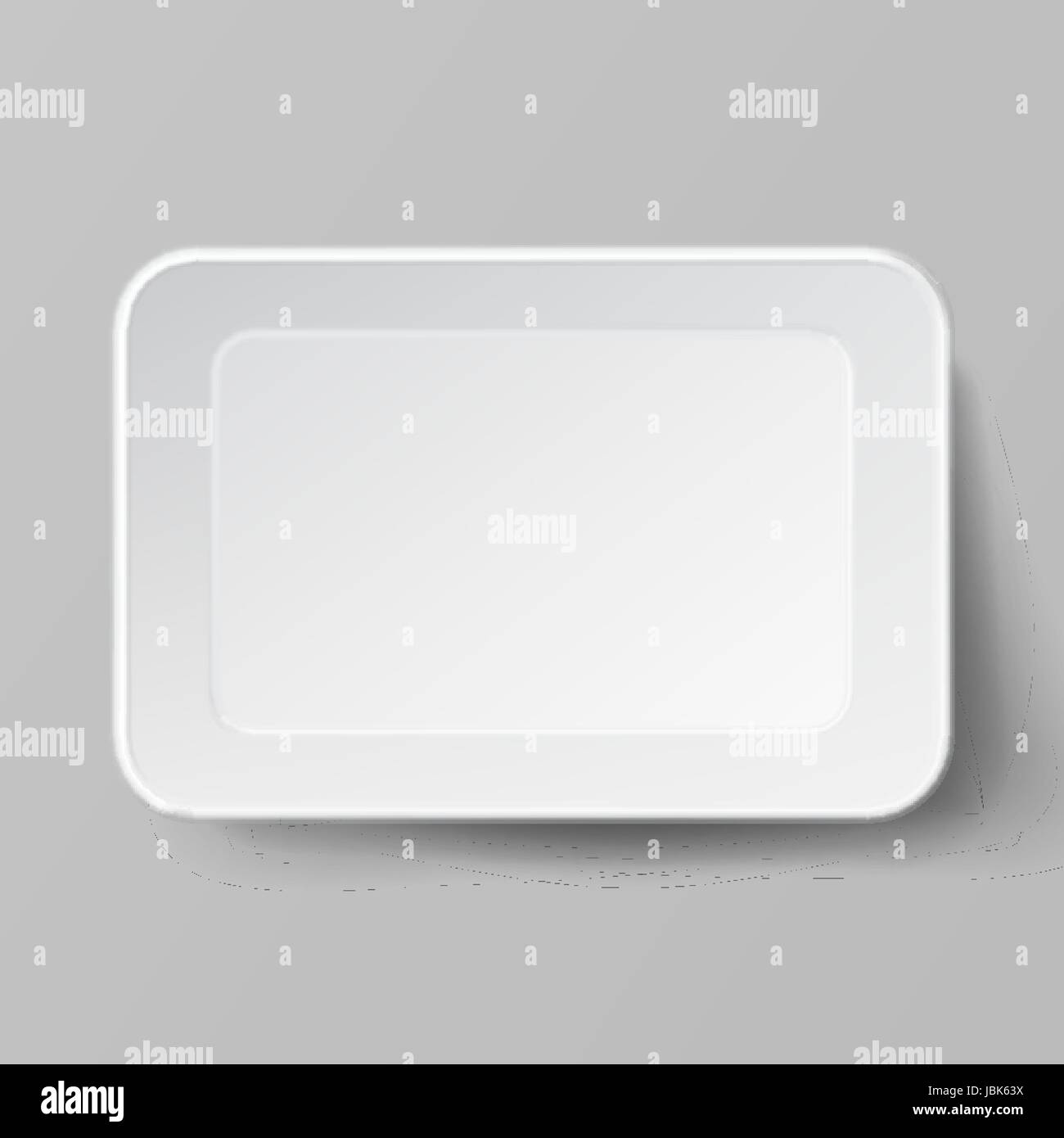 Vuoto vuoto Styrofoam di plastica alimentare contenitore a vaschetta. Vuoto bianco Mock up. Buona per il modello di collo Illustrazione Vettoriale