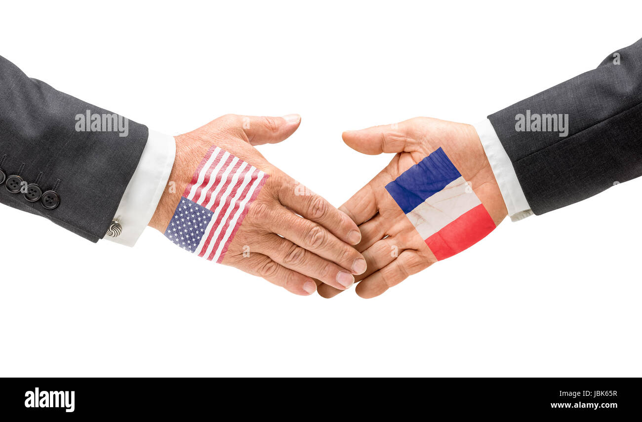 Stati Uniti d'America und Frankreich reichen sich die mano Foto Stock