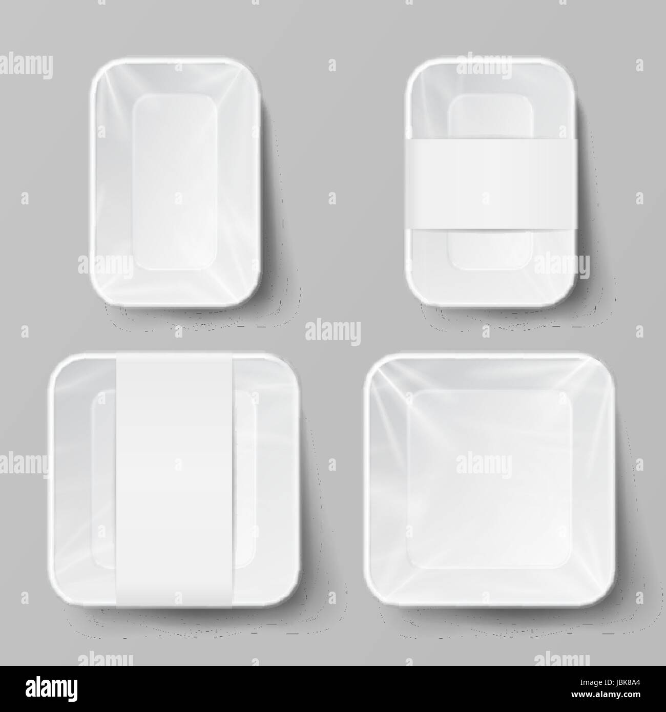 Vuoto vuoto Styrofoam di plastica alimentare contenitore a vaschetta. Vuoto bianco Mock up. Buona per il modello di collo Illustrazione Vettoriale