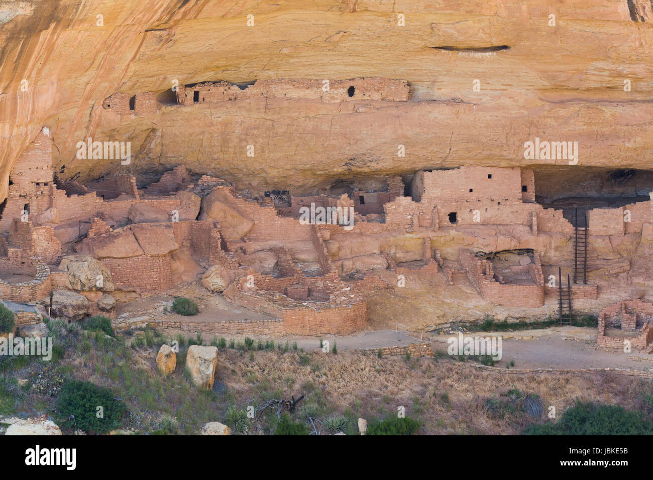 Casa lunga rovine, Mesa Verde National Park, sito Patrimonio Mondiale dell'UNESCO, Colorado, STATI UNITI D'AMERICA Foto Stock
