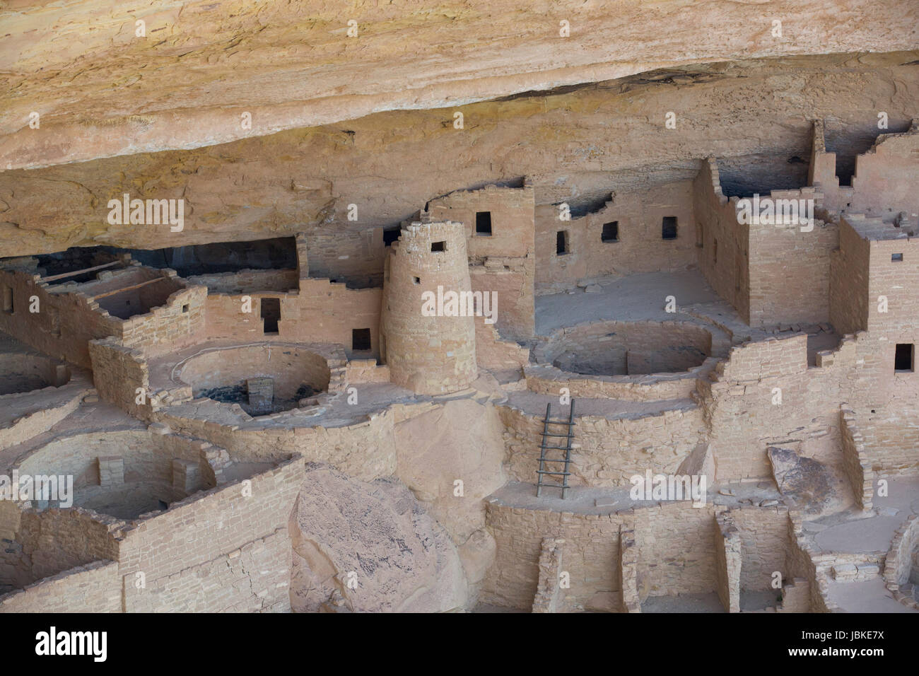 Cliff Palace rovine, Mesa Verde National Park, sito Patrimonio Mondiale dell'UNESCO, Colorado, STATI UNITI D'AMERICA Foto Stock