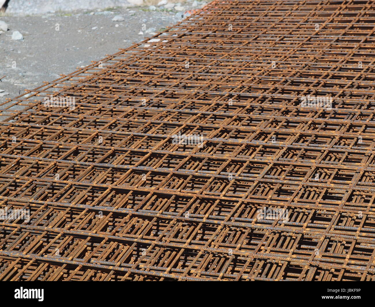 Stahlmatten für die Bewehrung von Beton Foto Stock