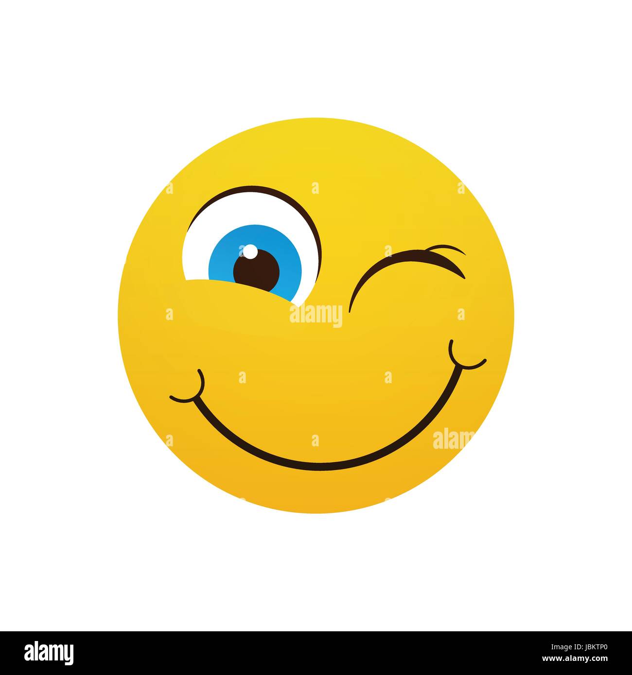 Giallo sorridente faccia Cartoon Occhiolino Persone positive icona emozione Illustrazione Vettoriale