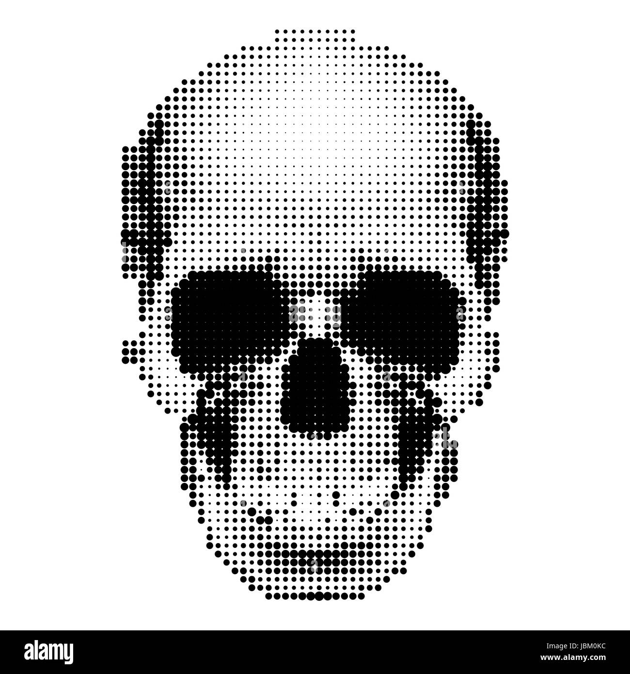 Cranio di mezzitoni immagine in bianco e nero. Segnaletica di pericolo Foto Stock