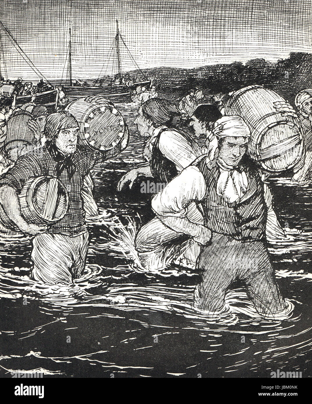 Smugglers sul lavoro, 1910 illustrazione Foto Stock
