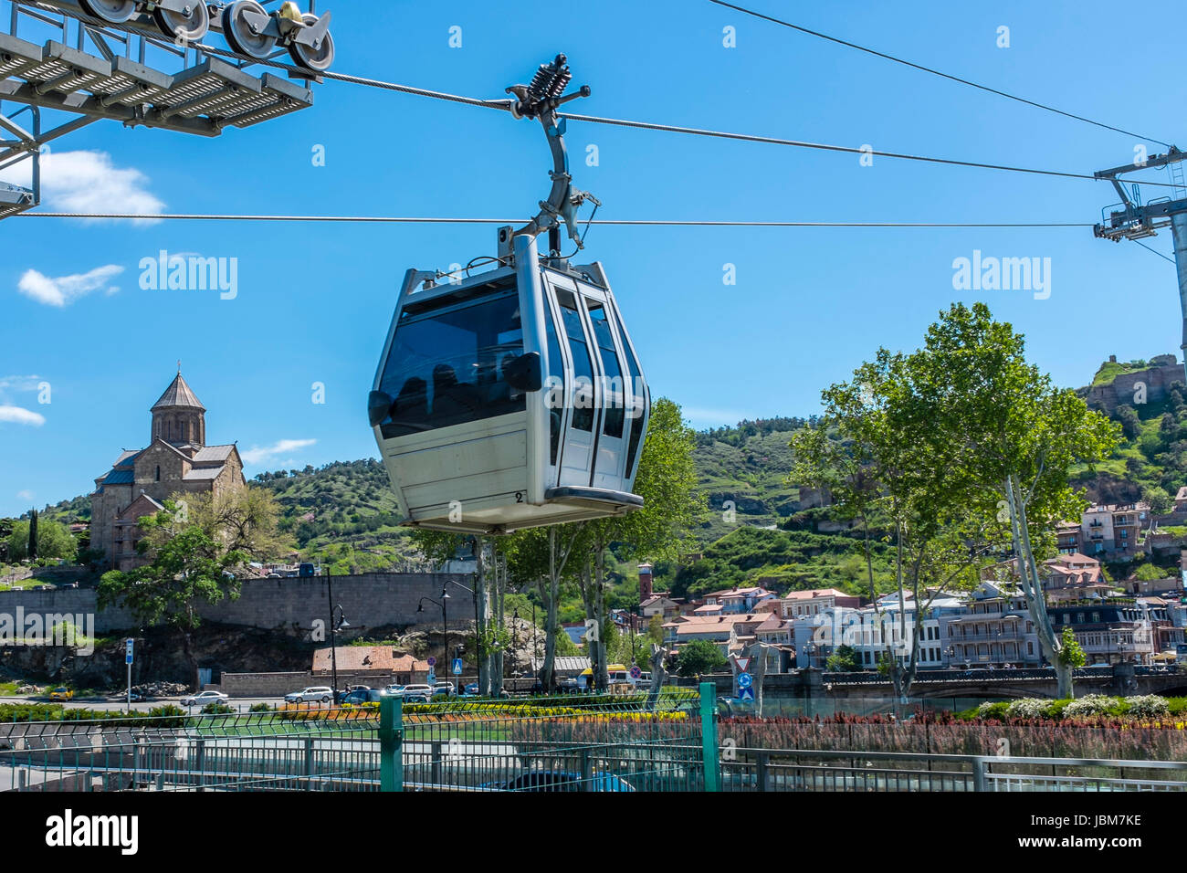 Linea tramviaria funivie, Tbilisi, Georgia, Europa orientale Foto Stock
