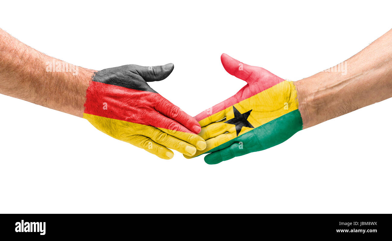 Stretta di mano Deutschland und Ghana Foto Stock