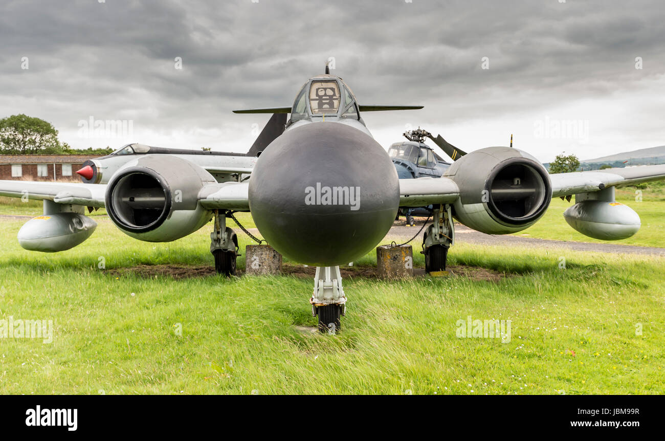Meteor WS832 in mostra statica al Solway Aviation Museum Foto Stock