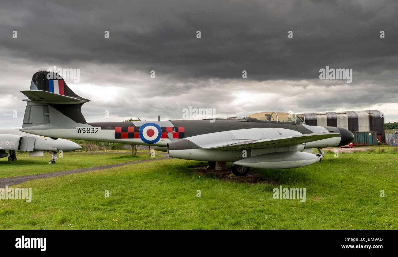 Meteor WS832 in mostra statica al Solway Aviation Museum Foto Stock