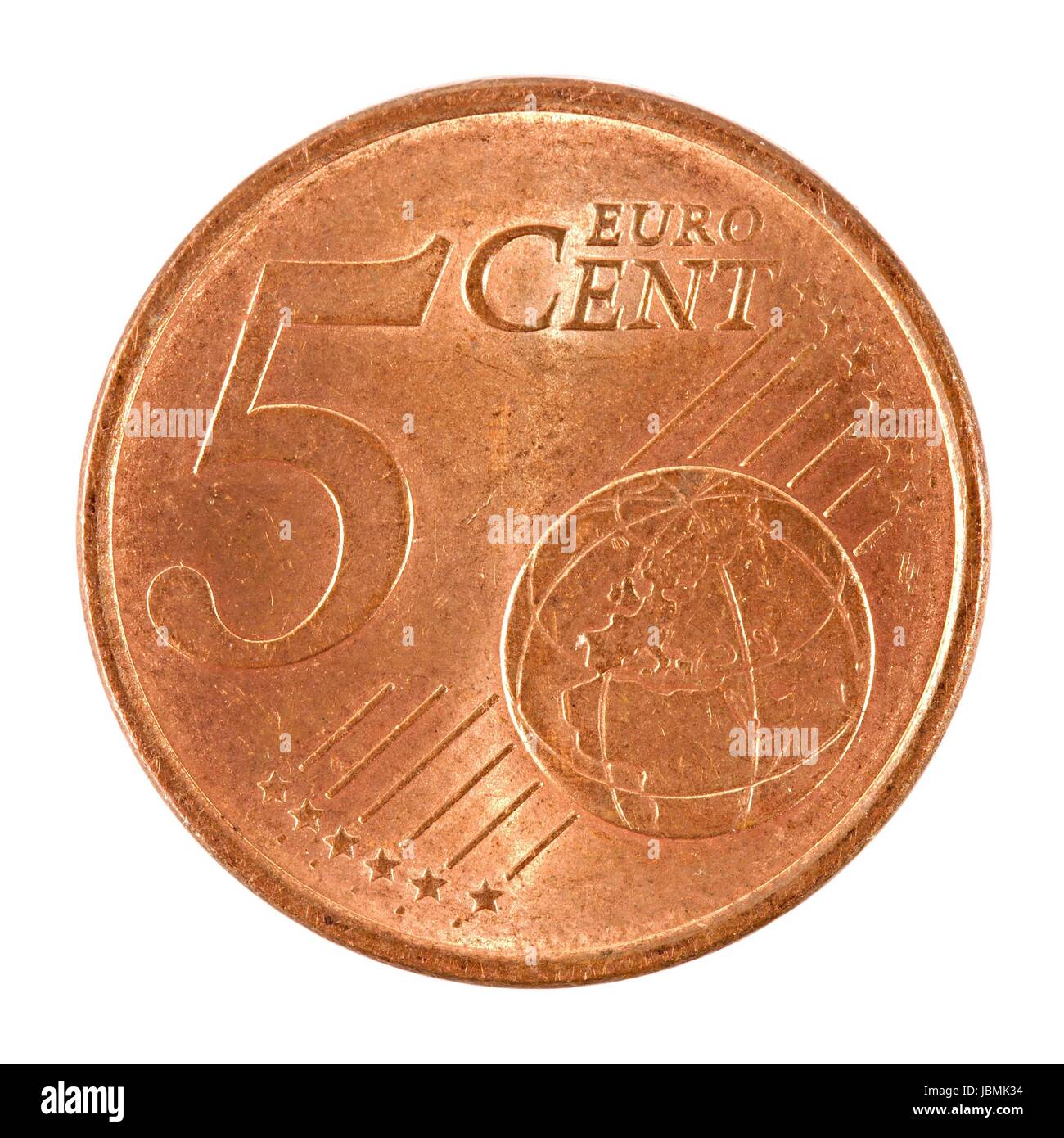Cinque centesimi di Euro moneta isolato su sfondo bianco Foto stock - Alamy