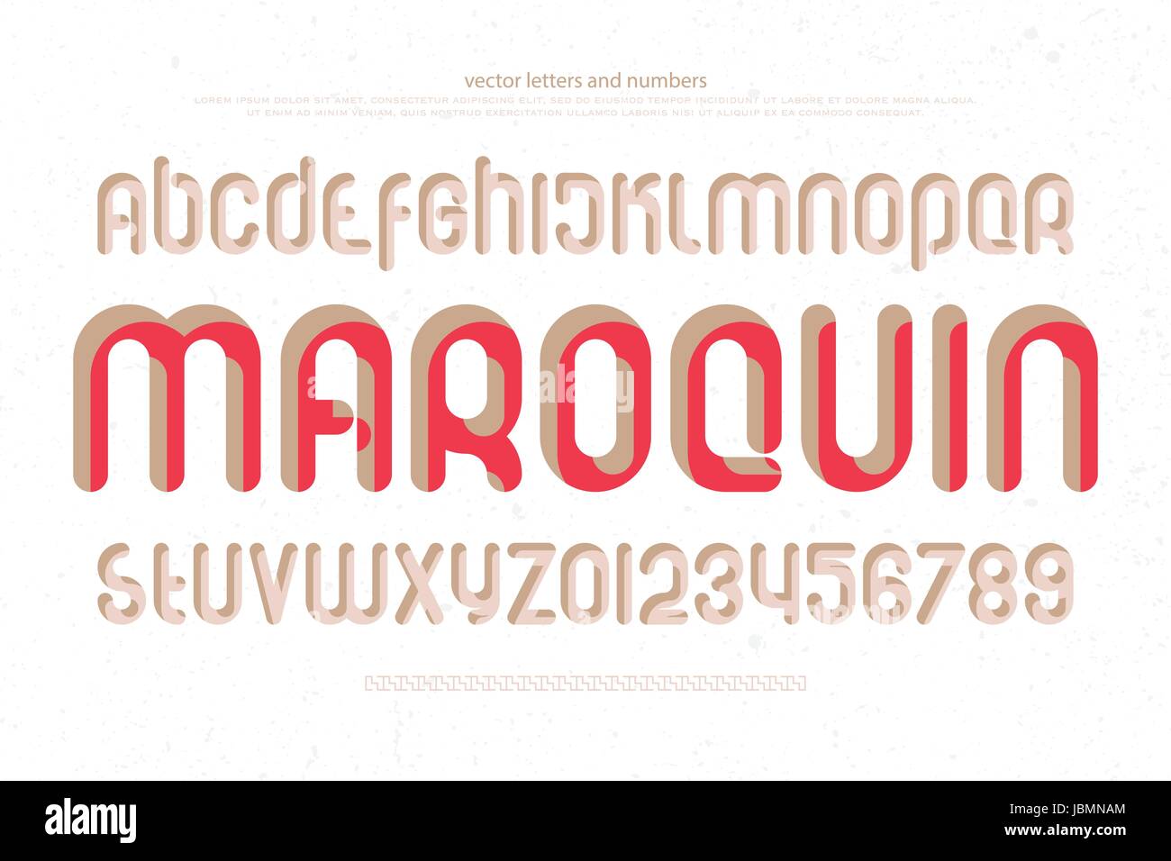 Set di alfabeto stilizzato lettere e numeri su sfondo bianco. Il vettore, il carattere normale tipo di carattere tipografico vintage design. bold typesetting decorativi Illustrazione Vettoriale