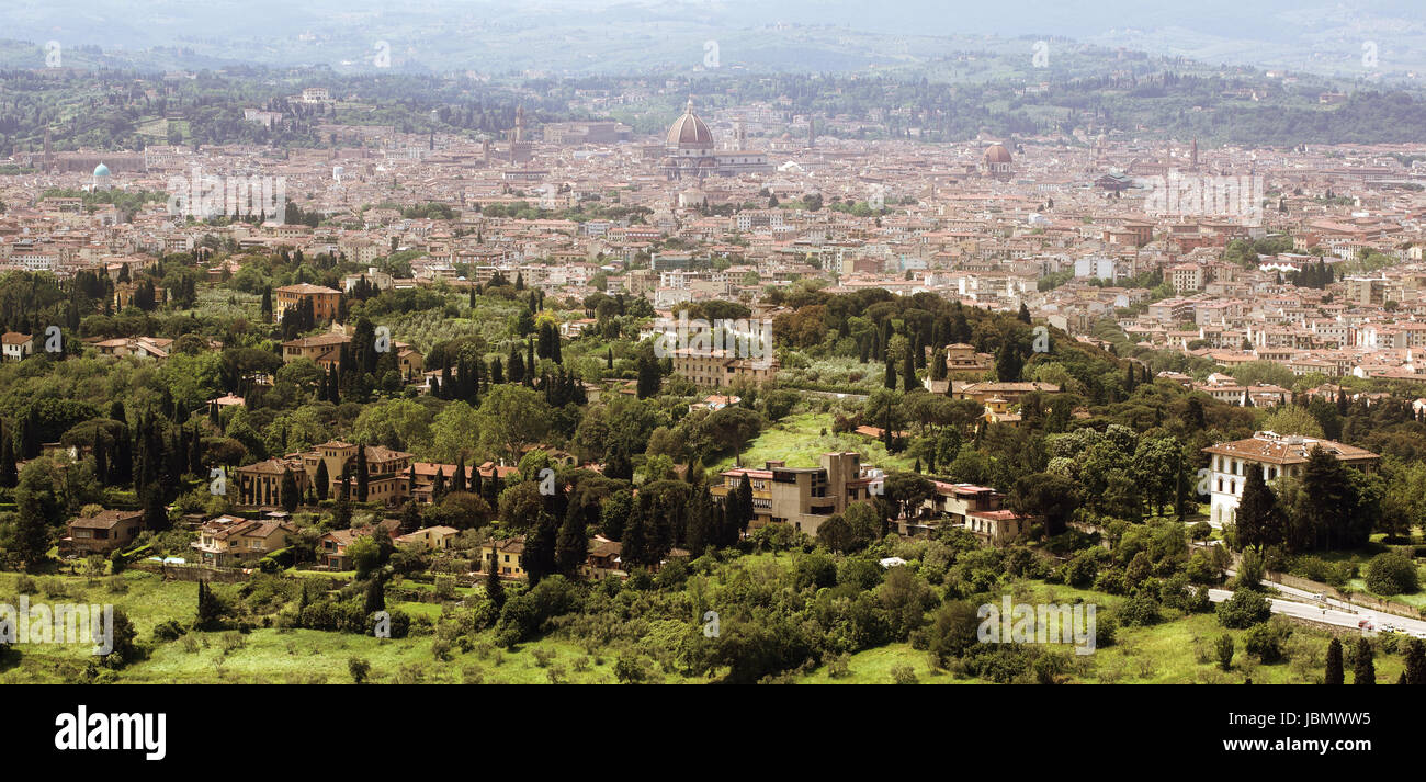 Firenze in Toscana, Italia panorama da nord della città Foto Stock