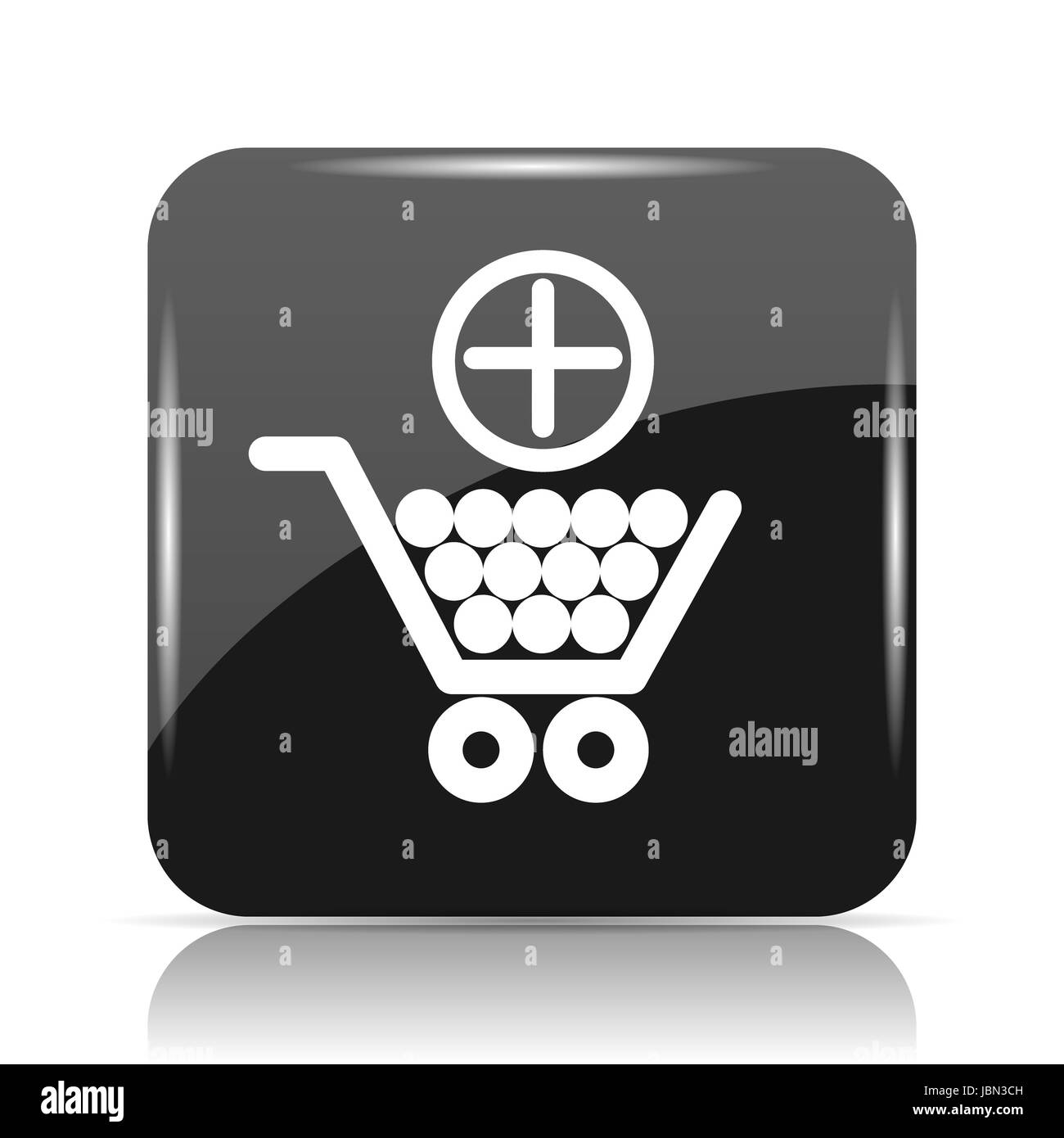 Icona Aggiungi al carrello. Pulsante Internet su sfondo bianco. Foto Stock