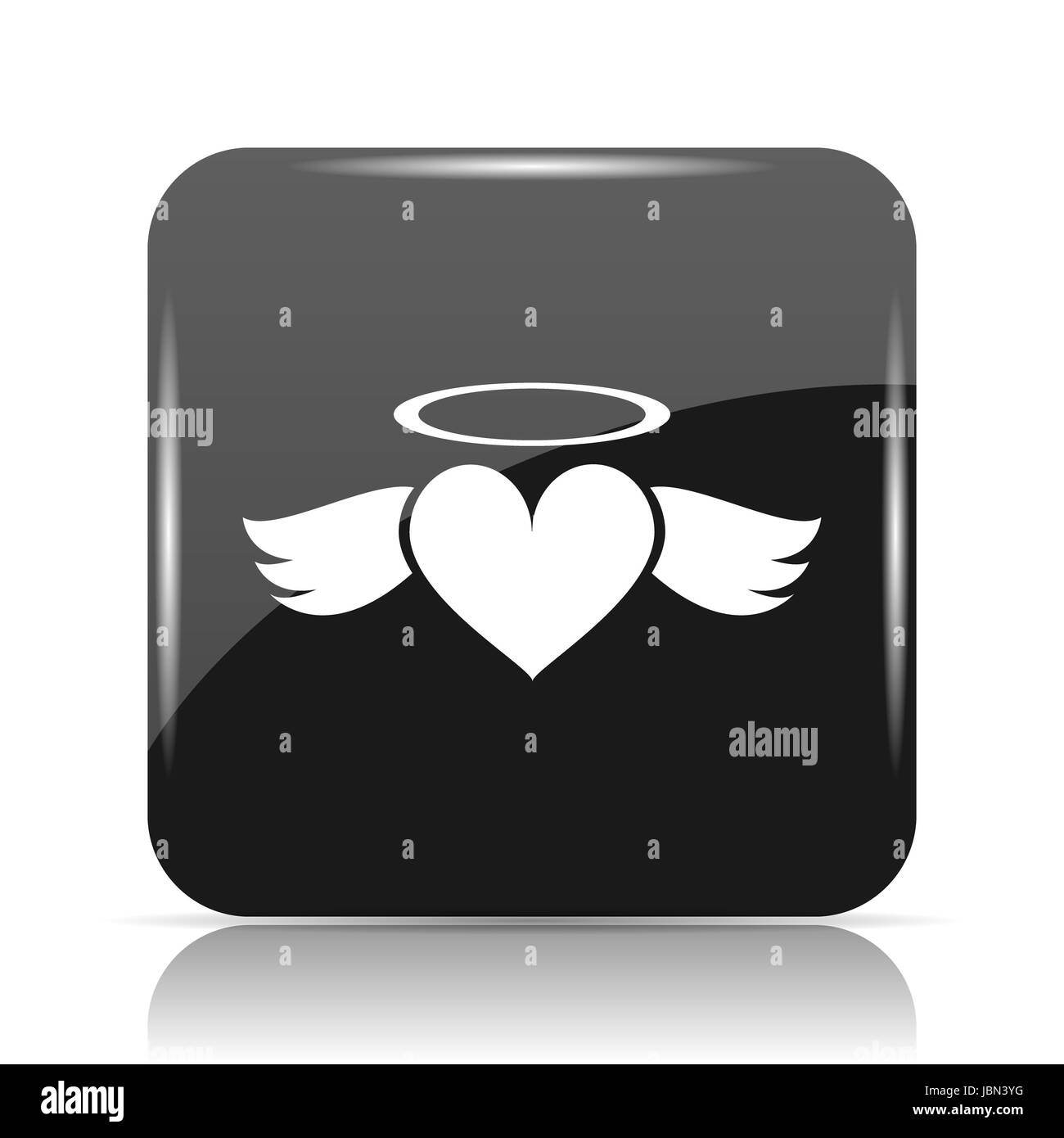 Cuore angelo icona. Pulsante Internet su sfondo bianco. Foto Stock