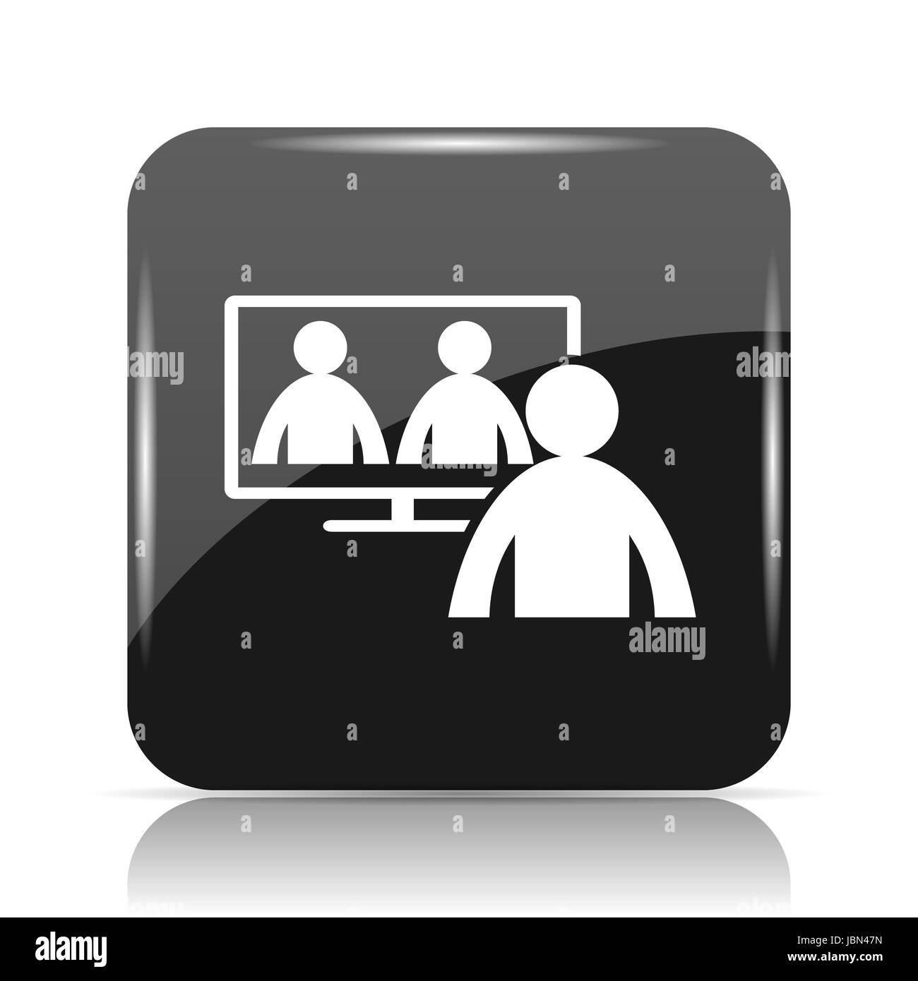 La Video Conferenza, incontro online icona. Pulsante Internet su sfondo bianco. Foto Stock
