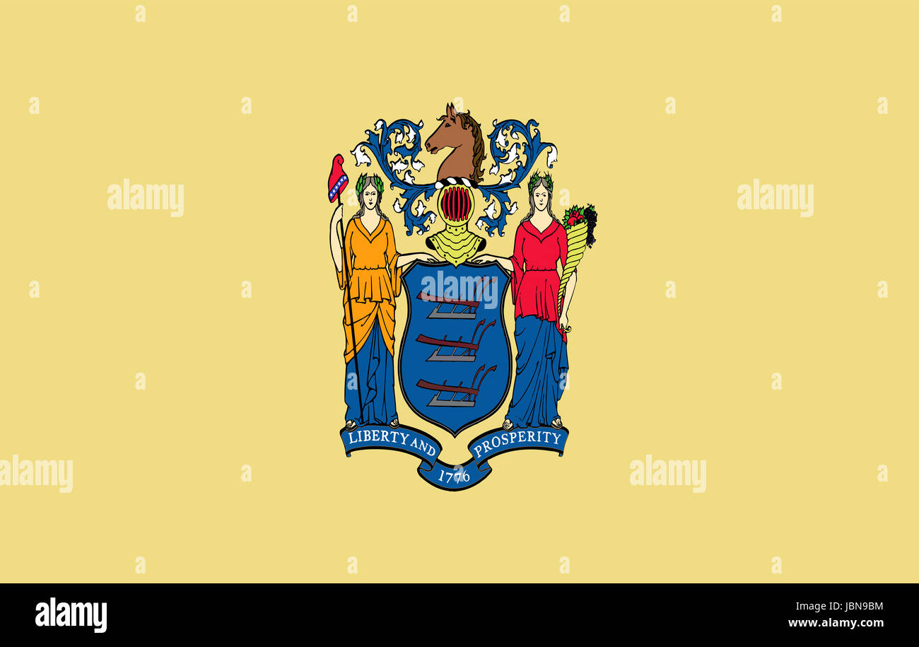 Illustrazione della bandiera del New Jersey stato in America Foto Stock