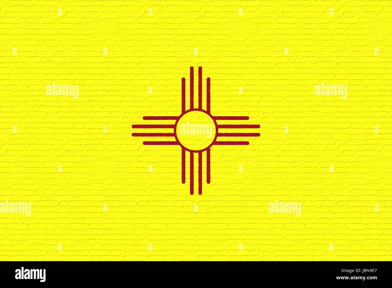 Illustrazione di un flag di stato del New Mexico in America cercando come è dipinta su un muro. Foto Stock