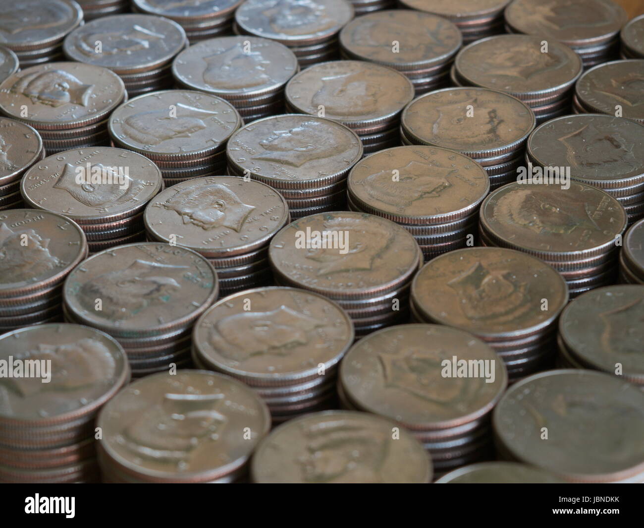 Pile di Kennedy mezzo di dollari Foto Stock