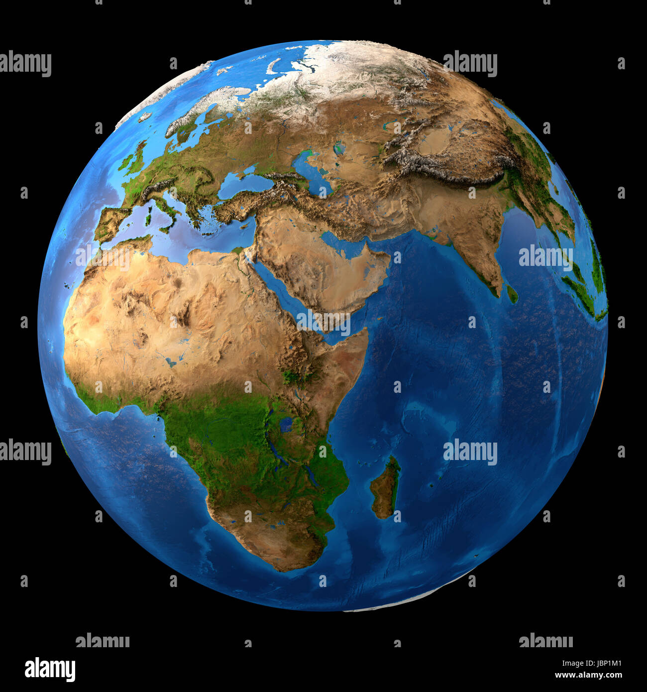 Il pianeta terra. Alta dettagliata vista satellitare della terra e dei suoi landforms, isolato su sfondo nero. Gli elementi di questa immagine fornita dalla NASA - 3D Foto Stock