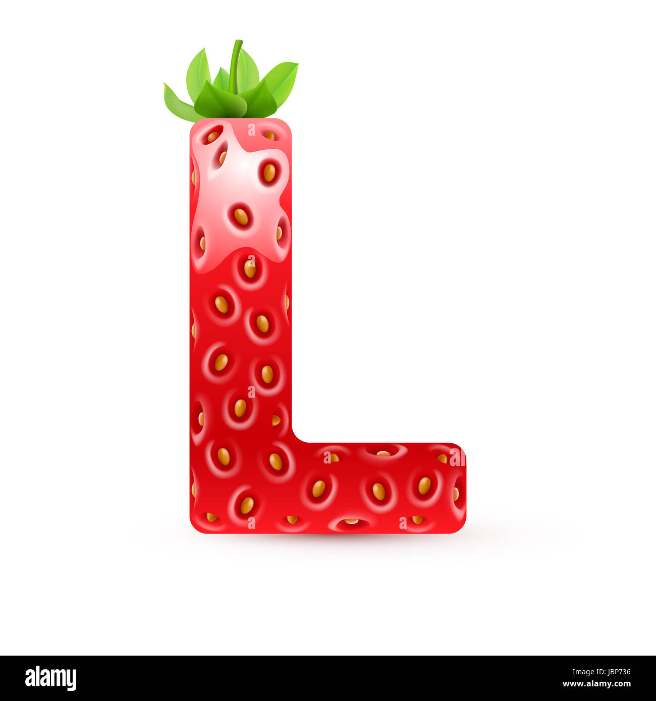 La Lettera L In Stile Di Fragola Con Foglie Di Colore Verde