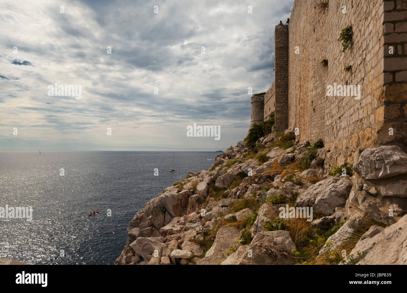 La difesa costiera pareti, Dubrovnik Foto Stock