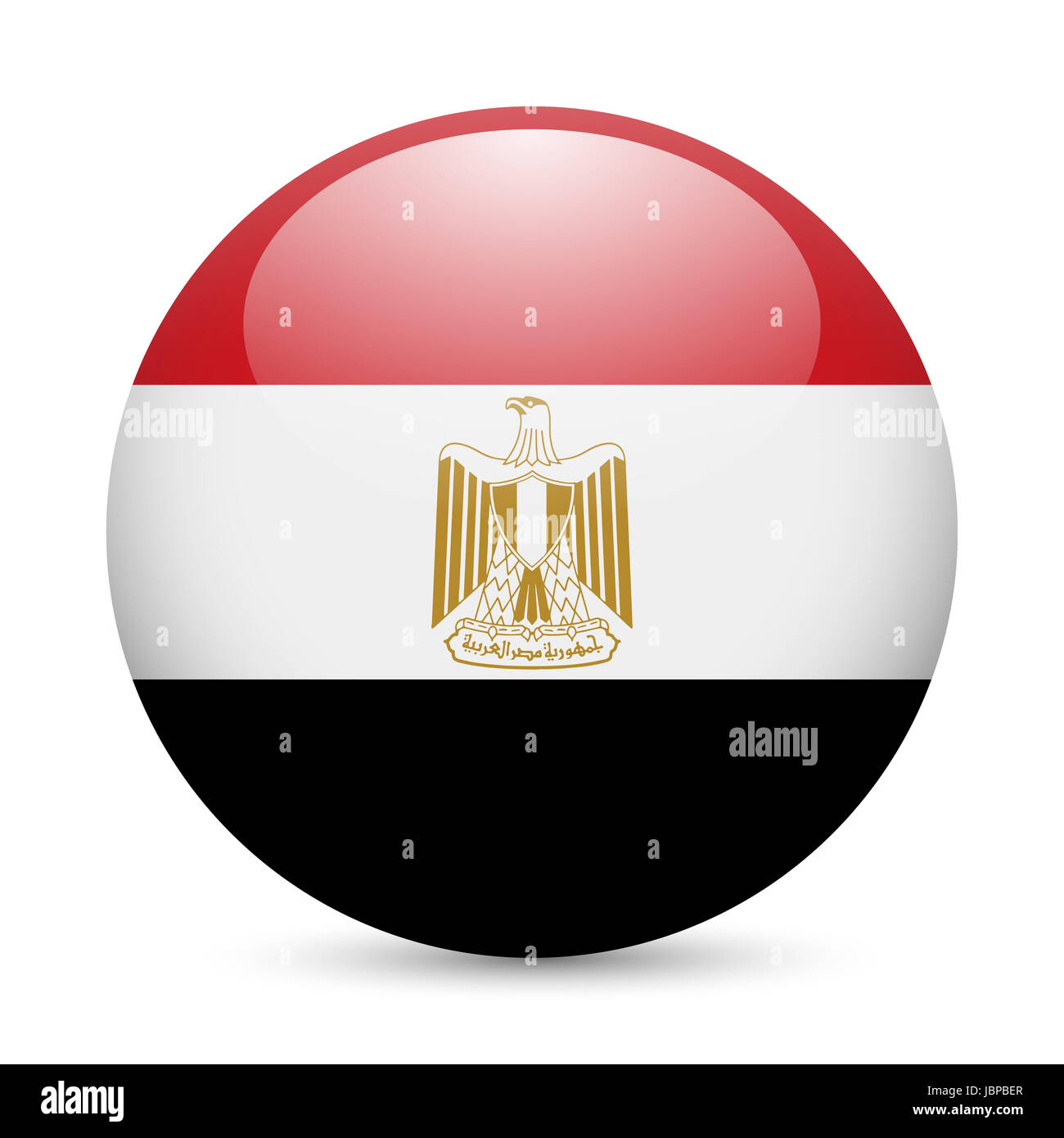 Bandiera dell'Egitto come round icona lucida. Pulsante con bandiera egiziana Foto Stock