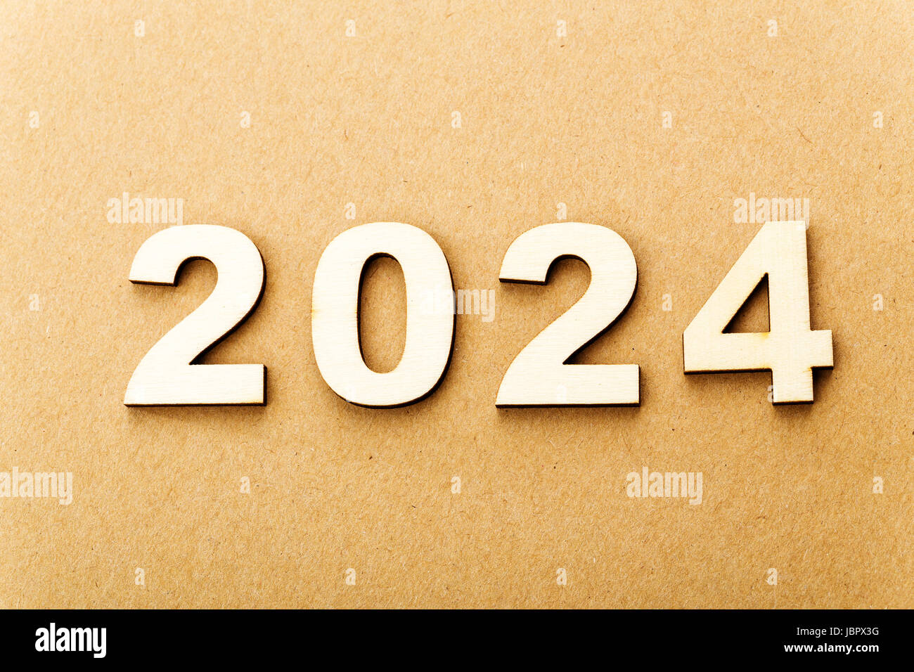 Testo in legno per l'anno 2024 Foto Stock