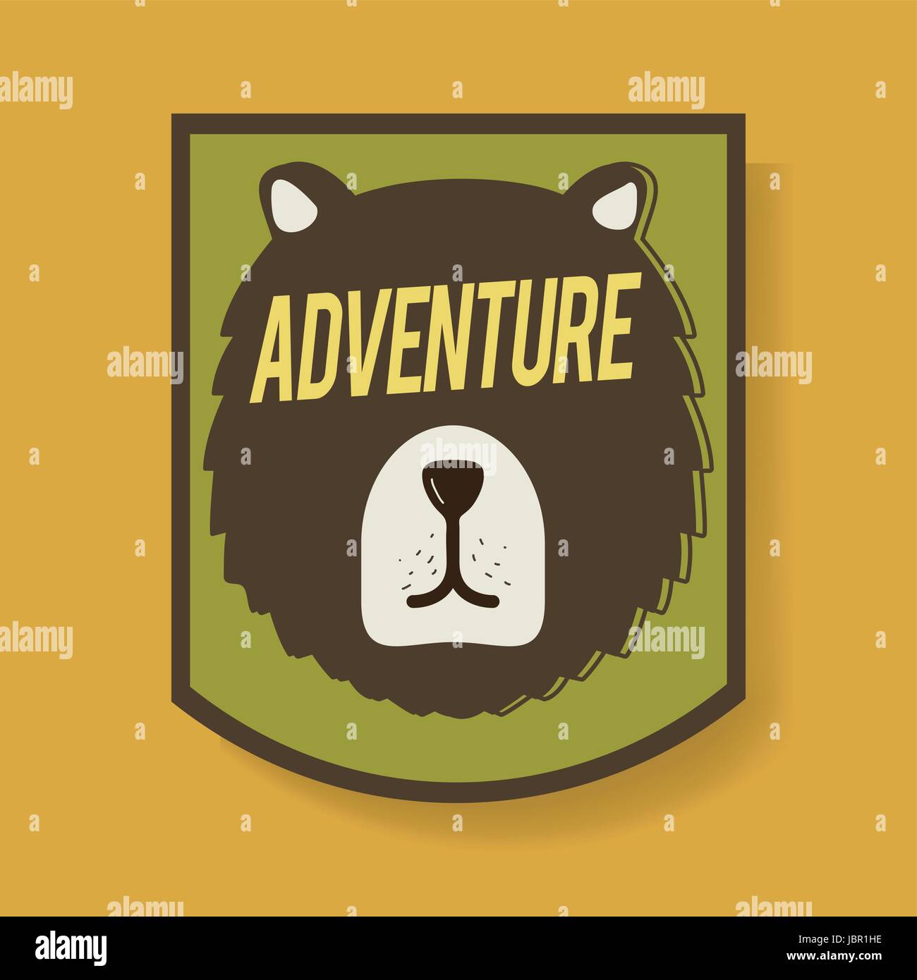 Orso Badge avventura grafica vettoriale illustrazione Illustrazione Vettoriale