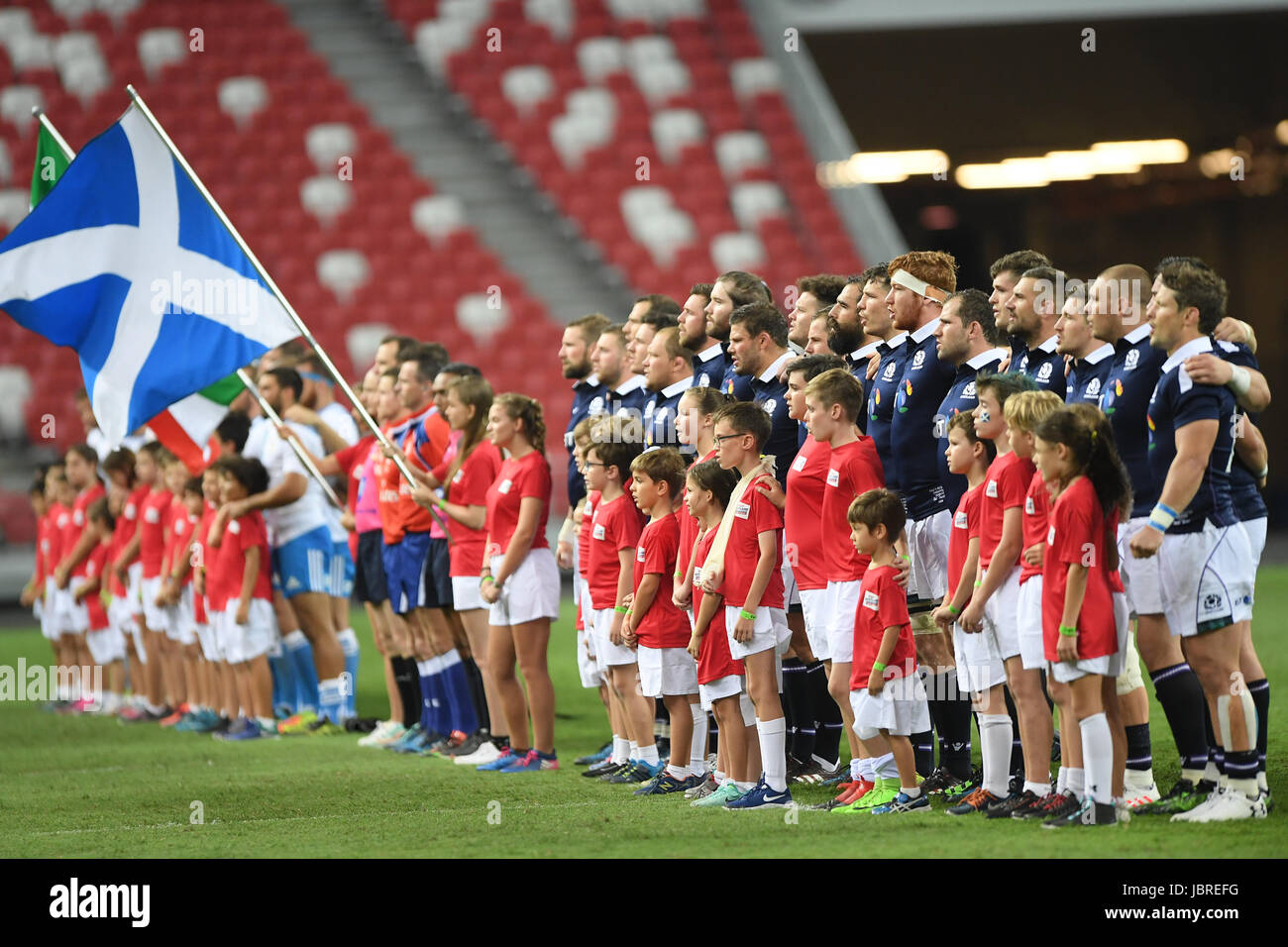 Italia vs Scozia interno ufficiale test match, giu 10, 2017 - Rugby : National Stadium, sport mozzo, Singapore. Credito: Haruhiko Otsuka/ AFLO/Alamy Live News Foto Stock