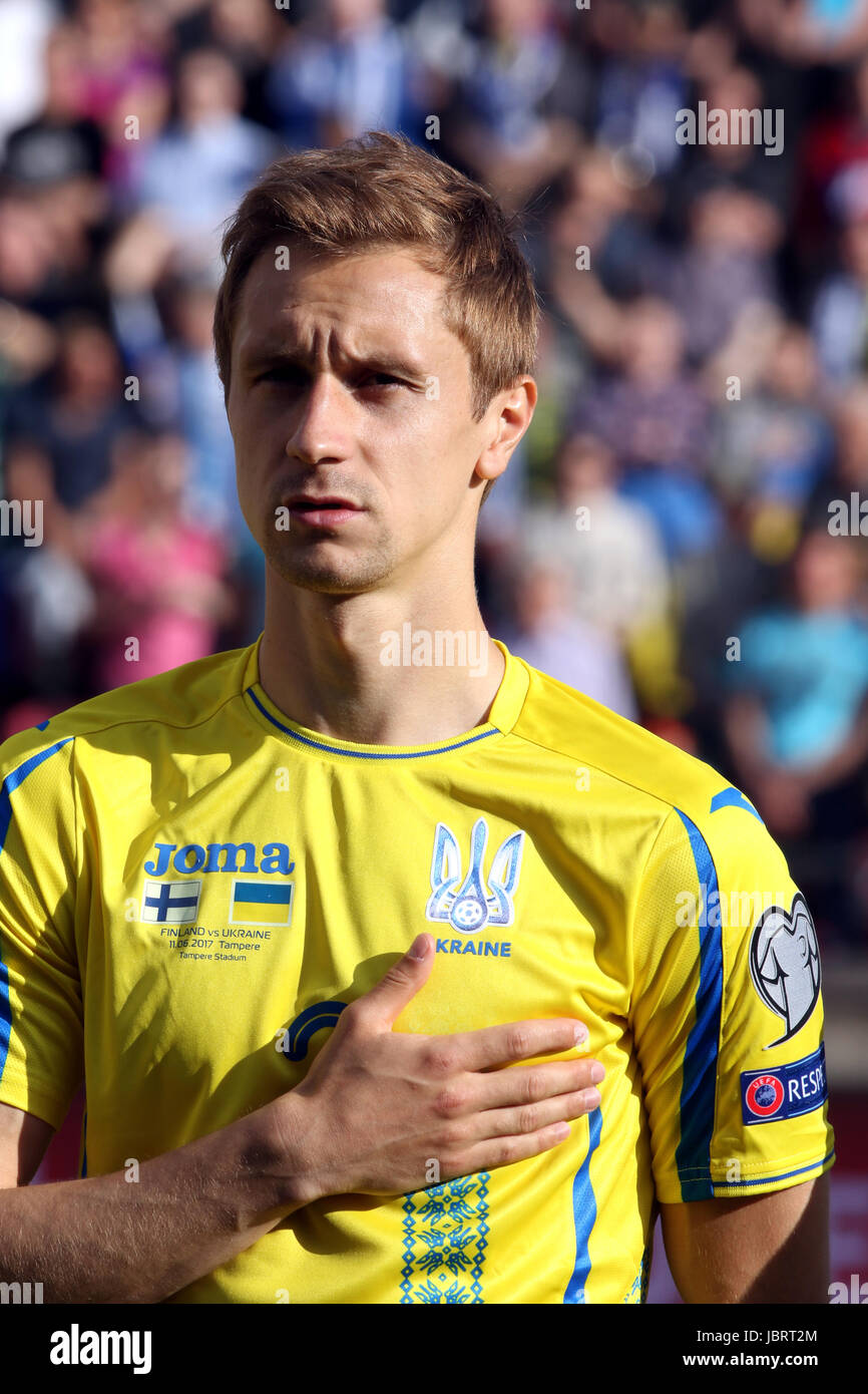 11.6.2017, Ratina Stadion, Tampere, Finlandia. Coppa del Mondo FIFA 2018 partita di qualificazione, Finlandia v ucraina. Bohdan Butko - Ucraina Foto Stock