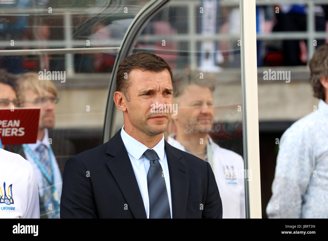 11.6.2017, Ratina Stadion, Tampere, Finlandia. Coppa del Mondo FIFA 2018 partita di qualificazione, Finlandia v ucraina. Coach Andriy Shevchenko - Ucraina Foto Stock