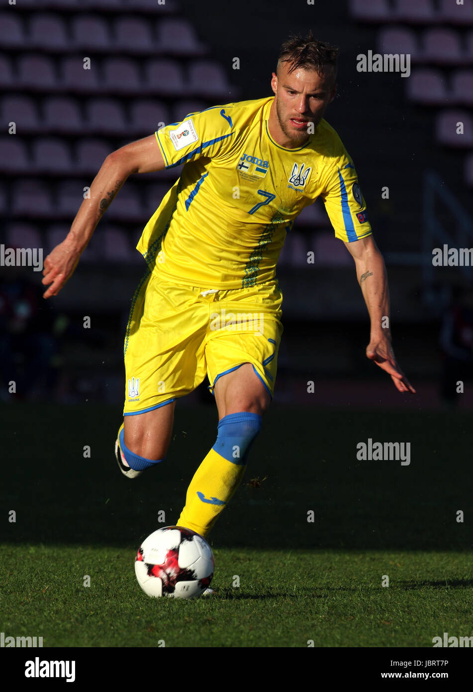 11.6.2017, Ratina Stadion, Tampere, Finlandia. Coppa del Mondo FIFA 2018 partita di qualificazione, Finlandia v ucraina. Andriy Yarmolenko - Ucraina Foto Stock