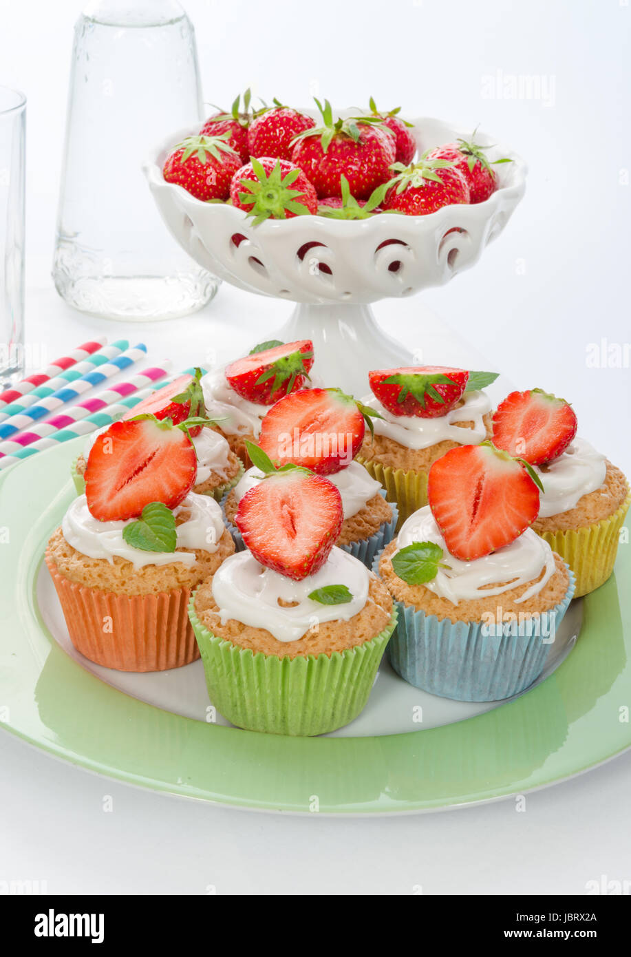 Muffin alla fragola Foto Stock