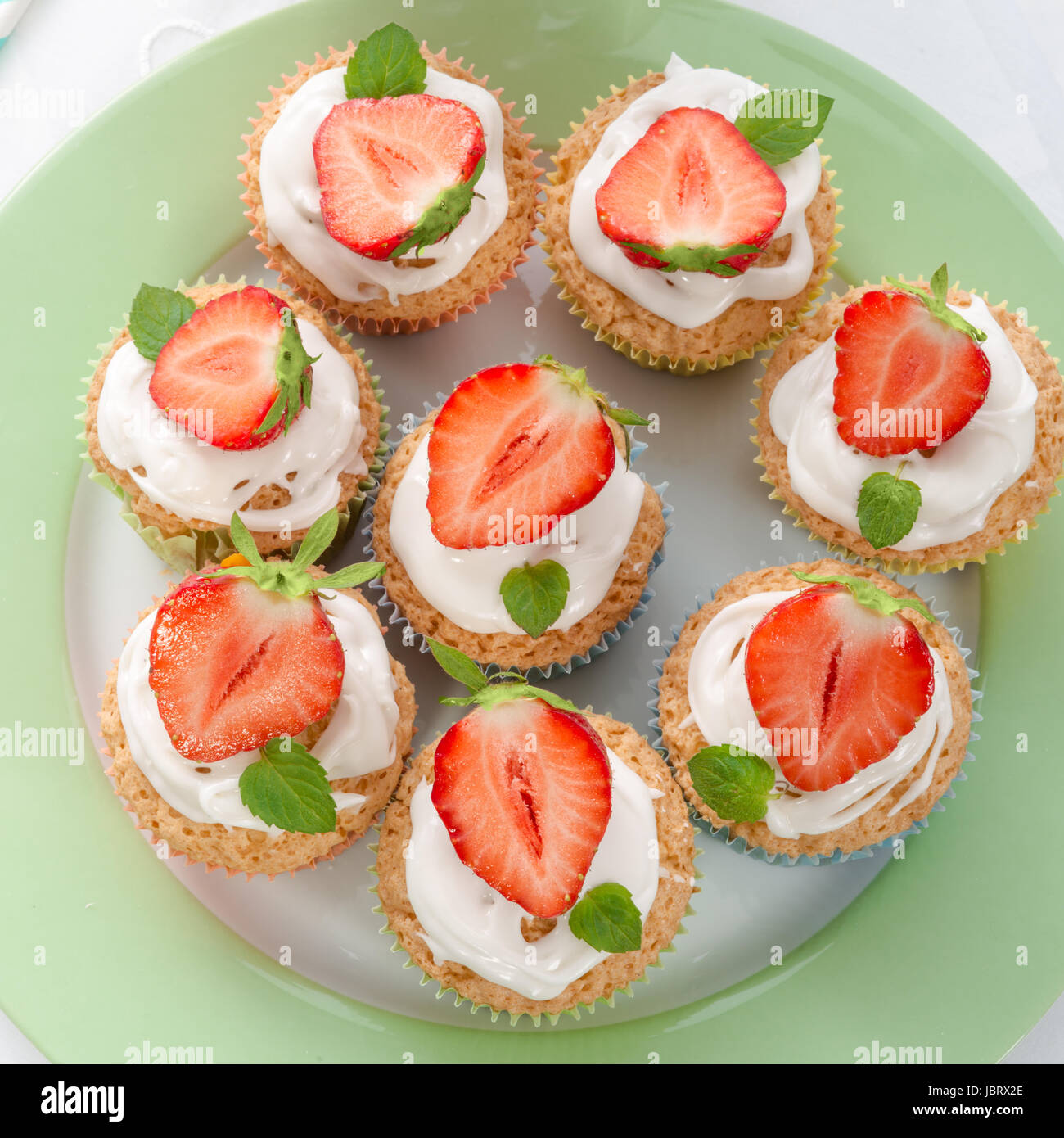 Muffin alla fragola Foto Stock