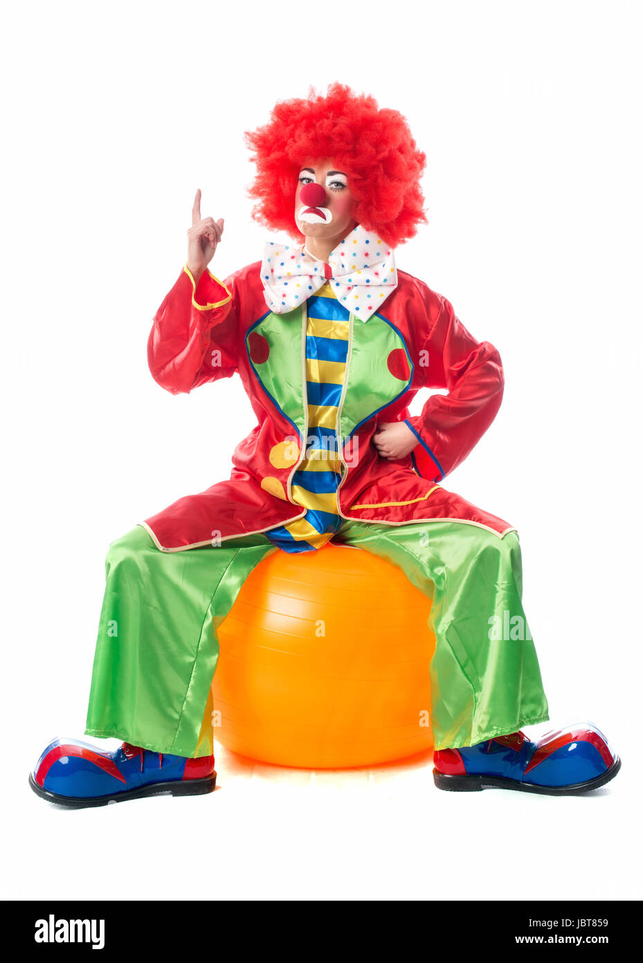 Il clown punta il dito Foto Stock
