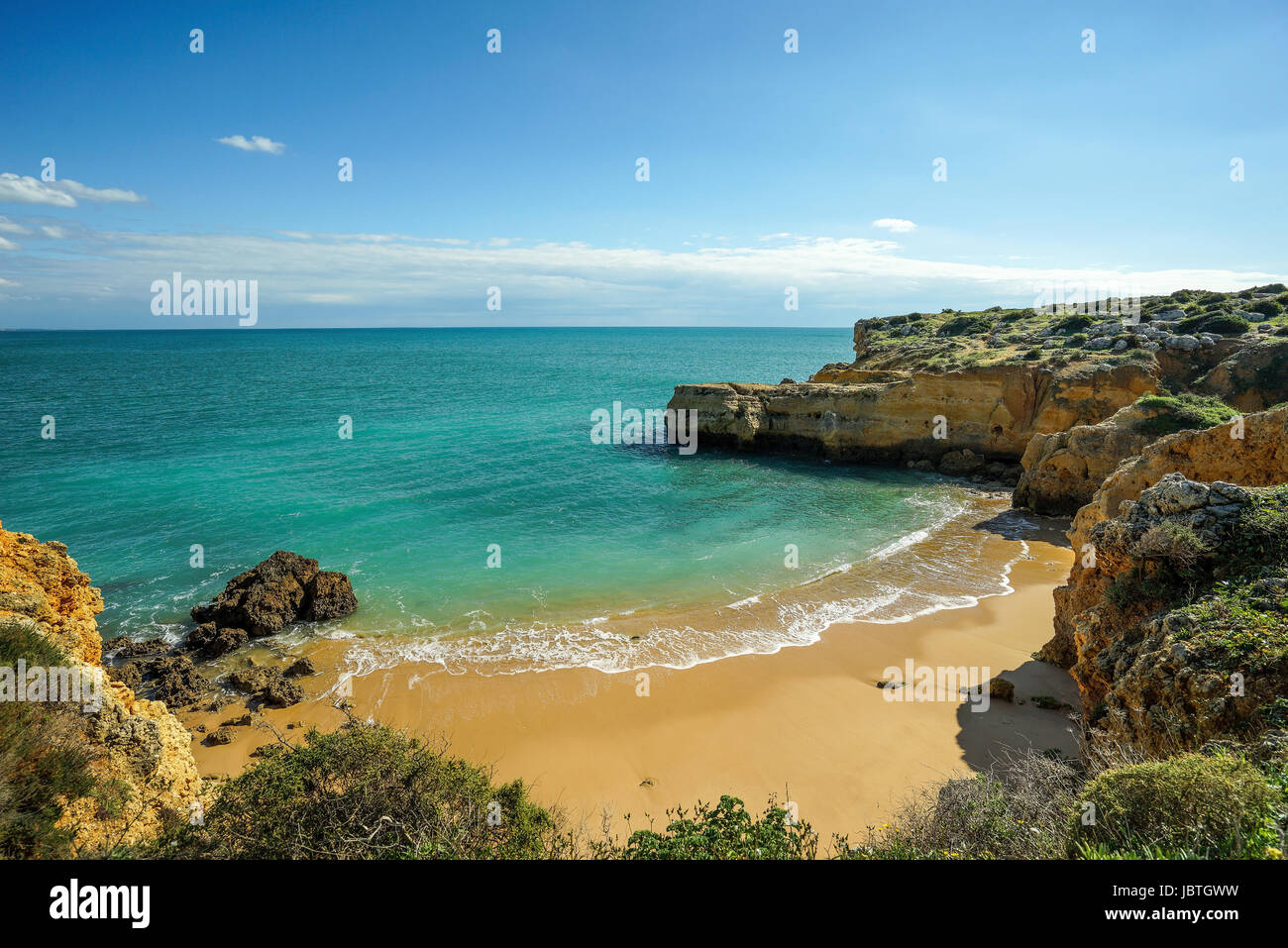 L'Europa, Portogallo, Algarve, falesia, Sandalgarve, Praia dos Arrifes, spiaggia, mare, l'Oceano Atlantico, Europa, Strand, Meer, Atlantik Foto Stock