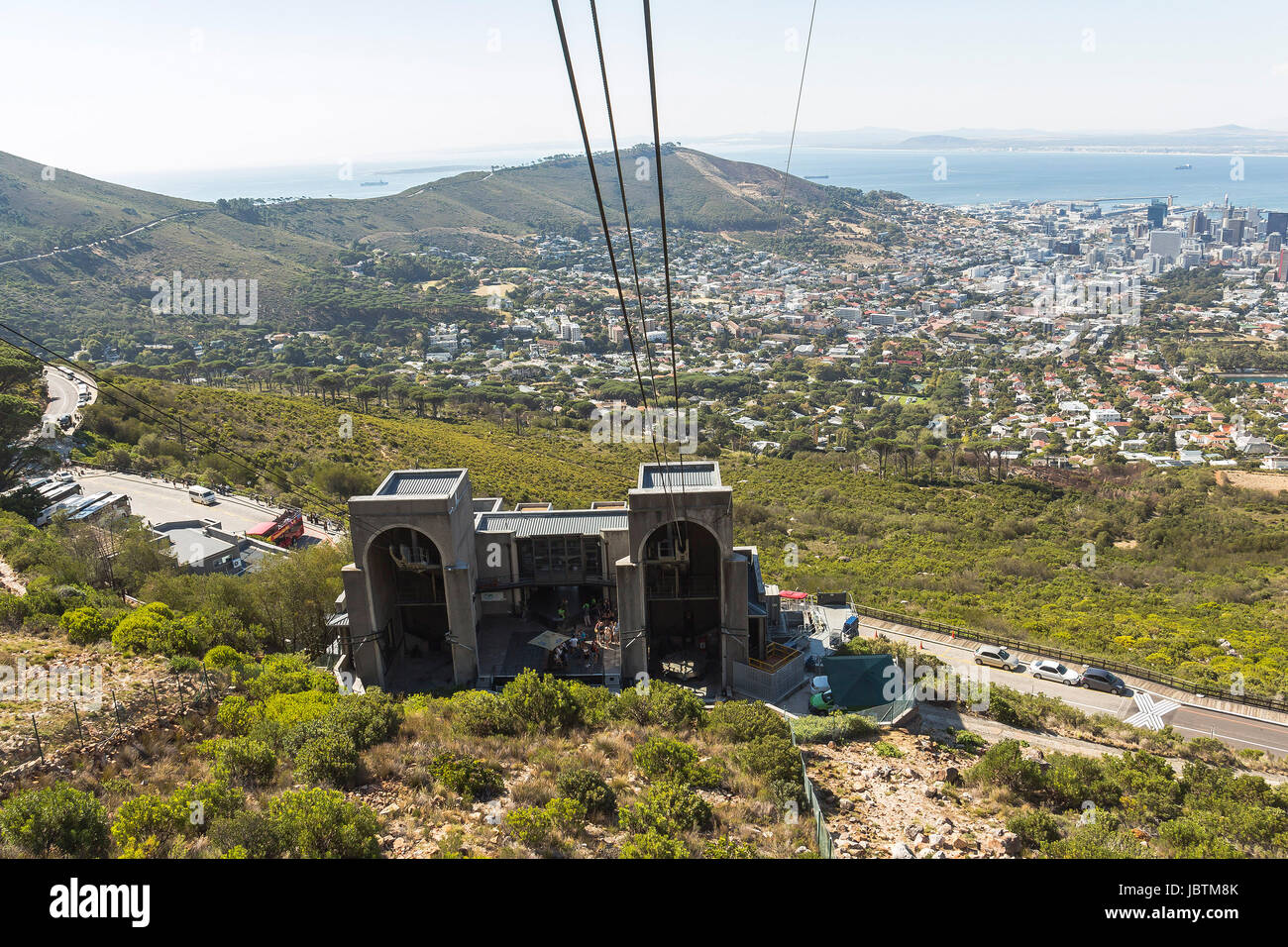 Vista dalla funivia sul Cape Town Foto Stock
