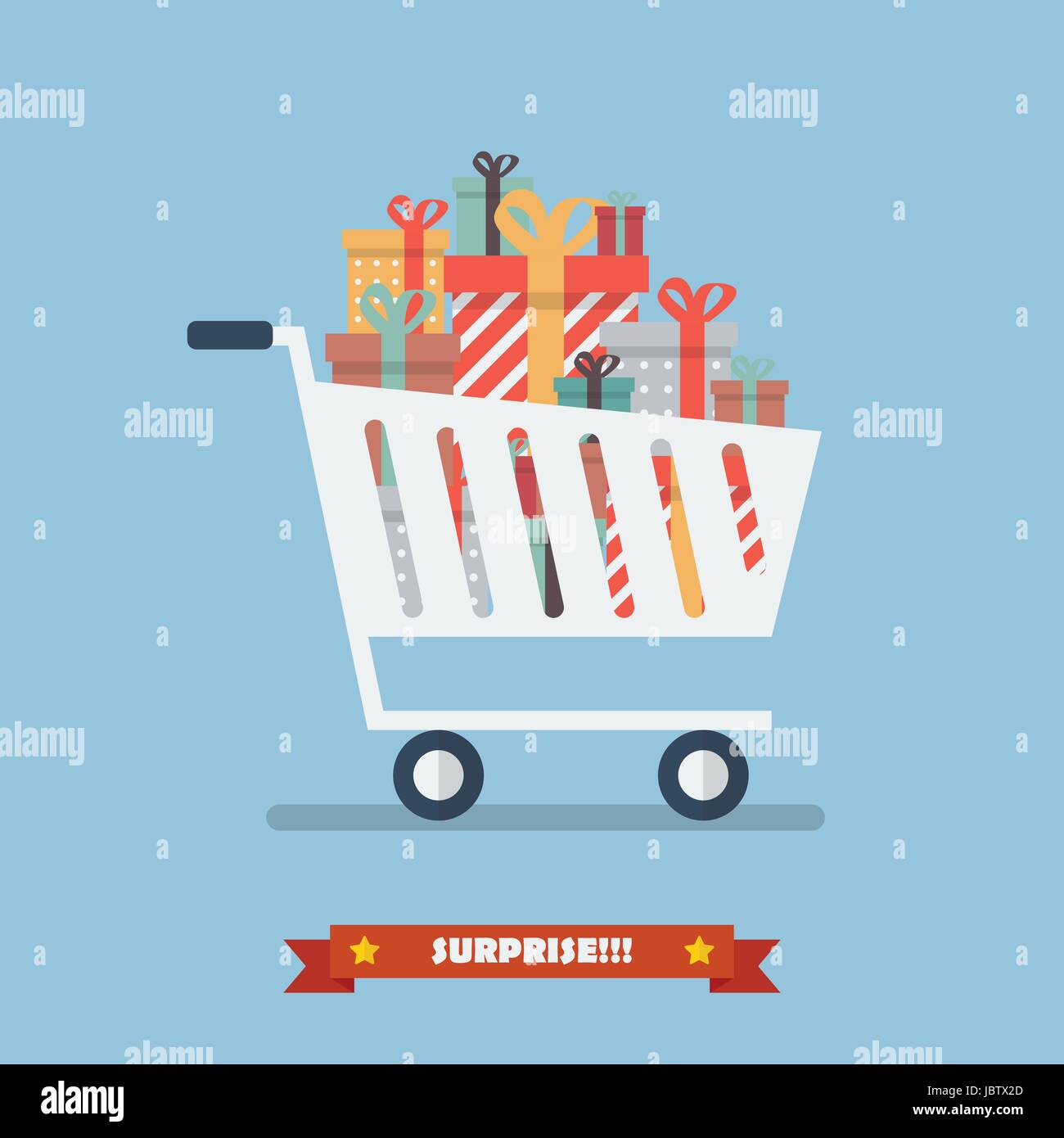 Carrello con pile di regali. Illustrazione Vettoriale Illustrazione Vettoriale